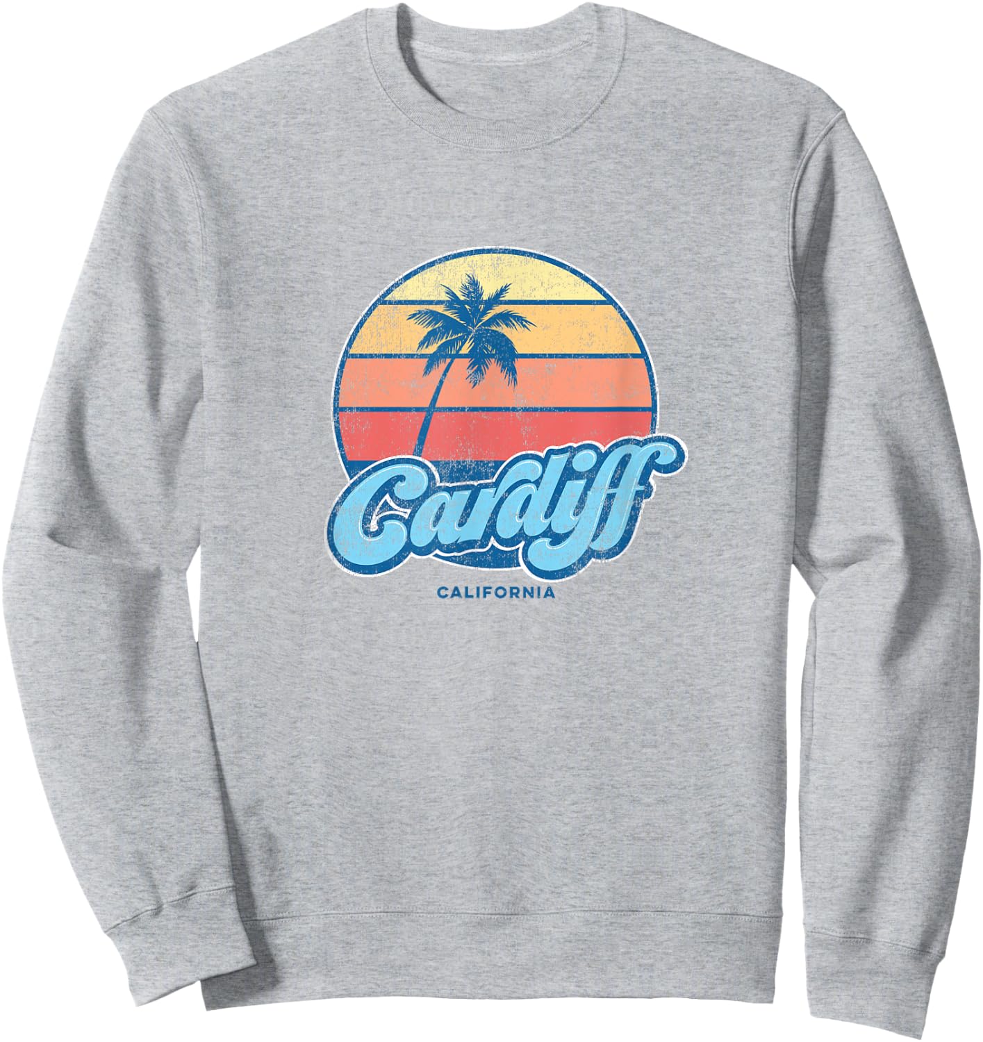 Vintage Cardiff California CA Classic 70s Retro Surfer Sweatshirt - Sweatshirt | Ash