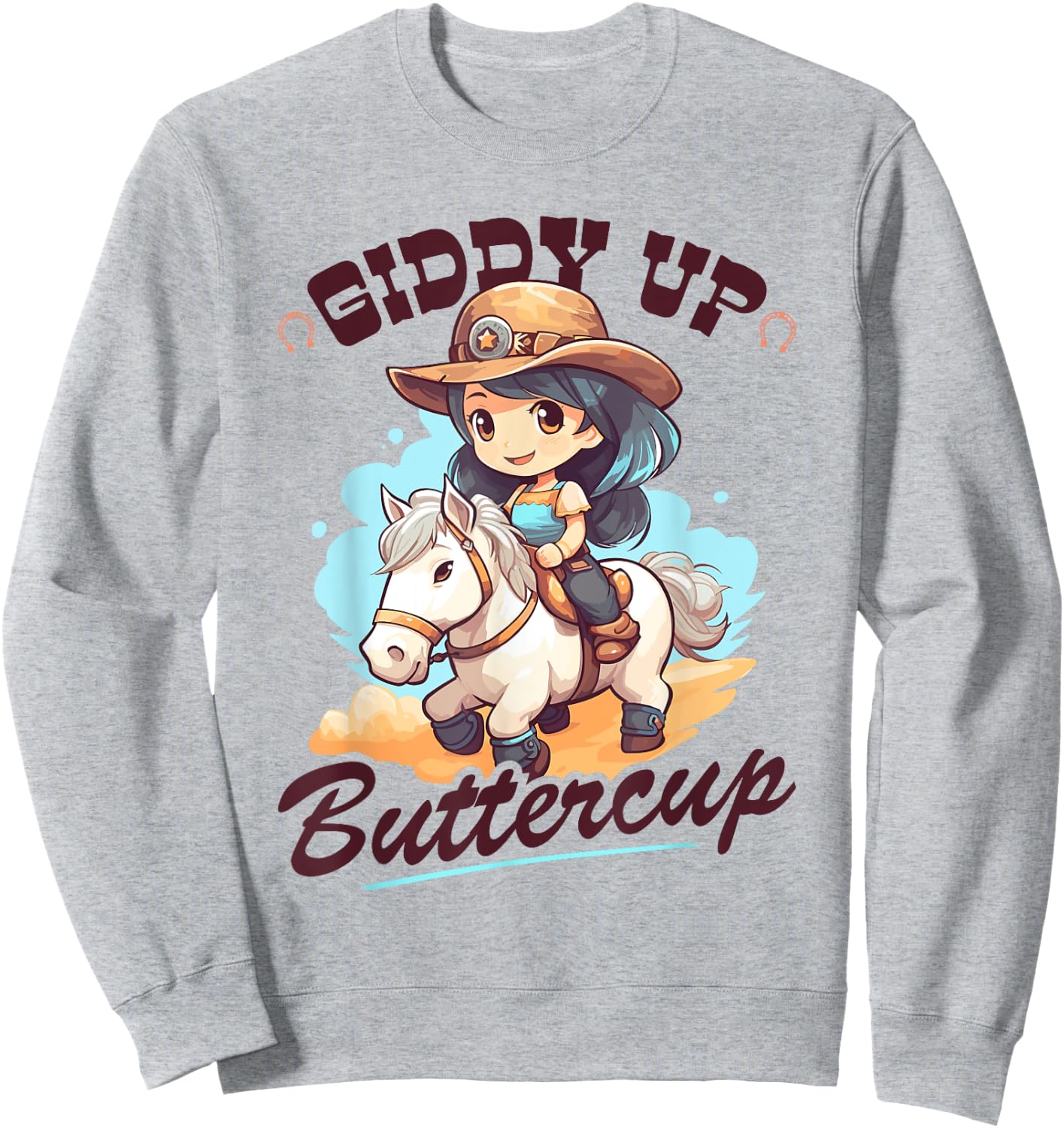 Giddy Up Buttercup, Country Rodeo Girl Toddler Cowgirl Sweatshirt - Sweatshirt | Ash