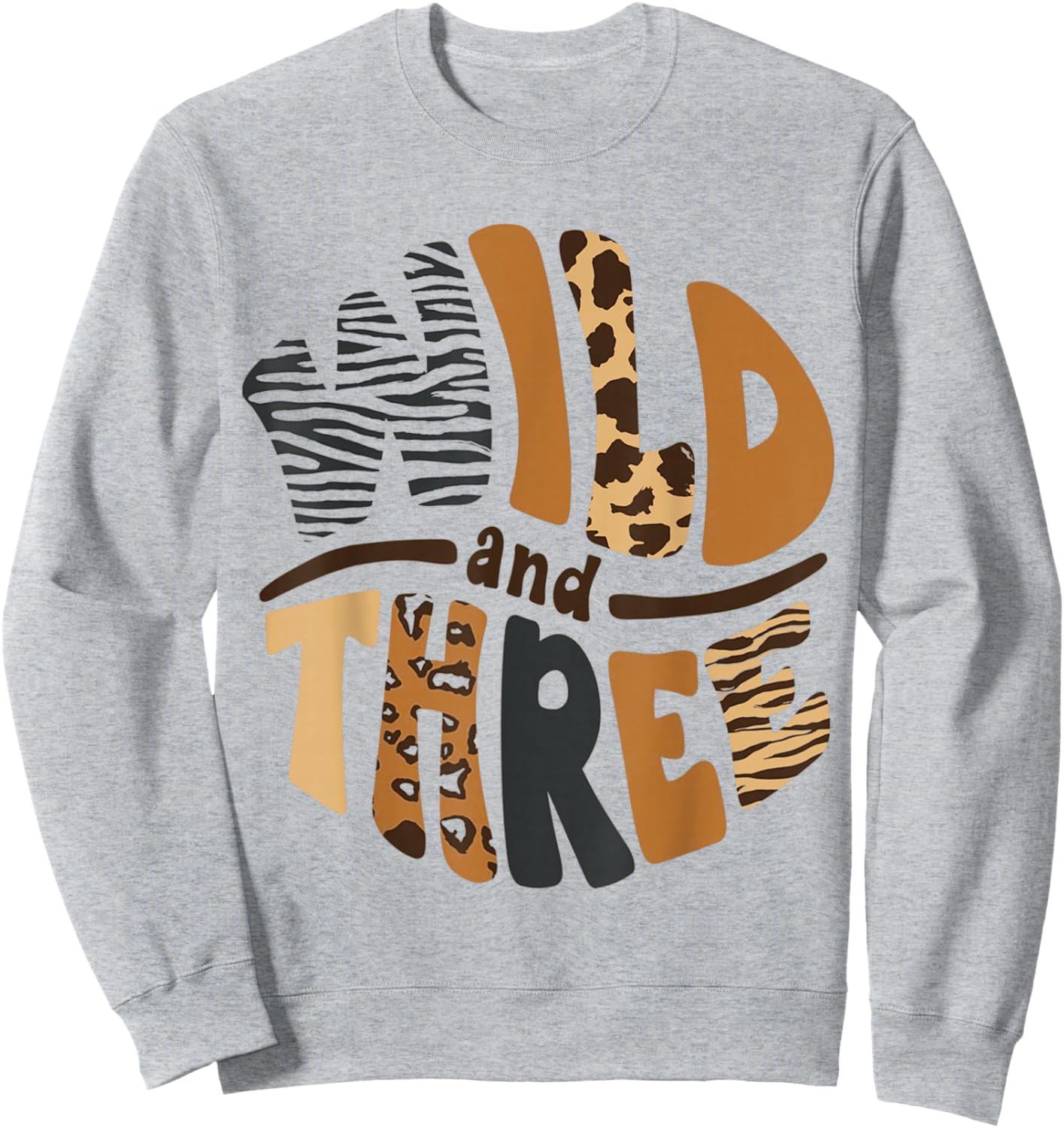 Kids Wild And Three 3rd Birthday Boy Funny Leopard Toddler Sweatshirt - Sweatshirt | Ash