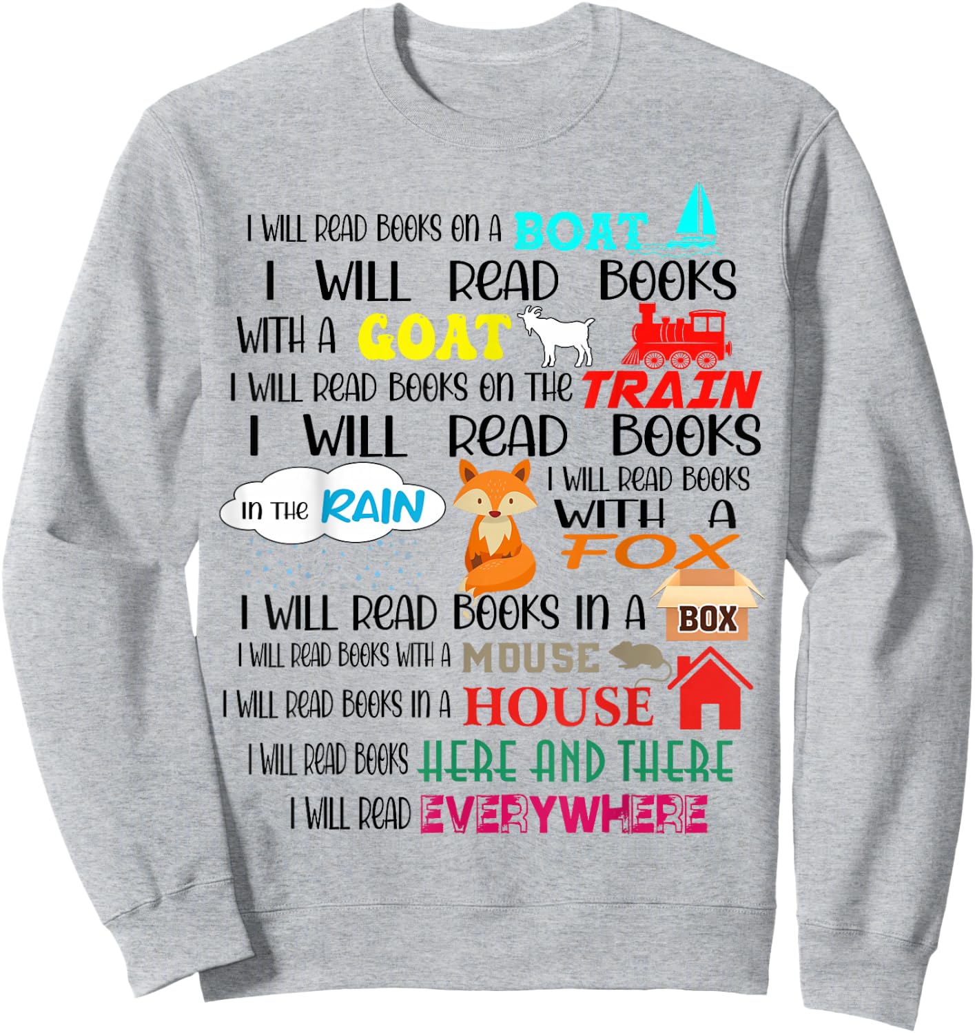 Teacher I Will Read Book On Boat Kids Women Funny Bookworm Sweatshirt - Sweatshirt | Ash