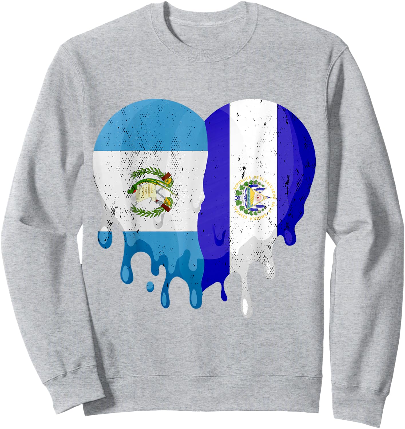 Guatemala El Salvador Flag Heart Grown Patriot Country Sweatshirt - Sweatshirt | Ash