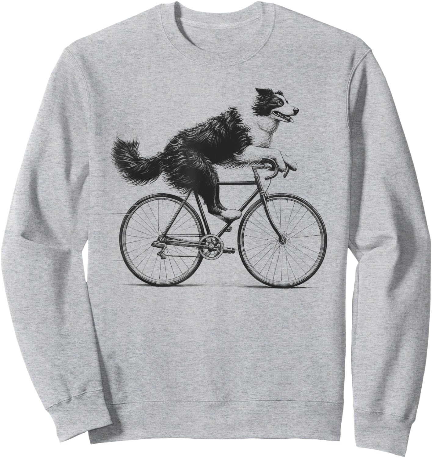 Border Collie Dog Riding a Bike Bicycle Biker Cycling Men Women Kids Sweatshirt - Sweatshirt | Ash