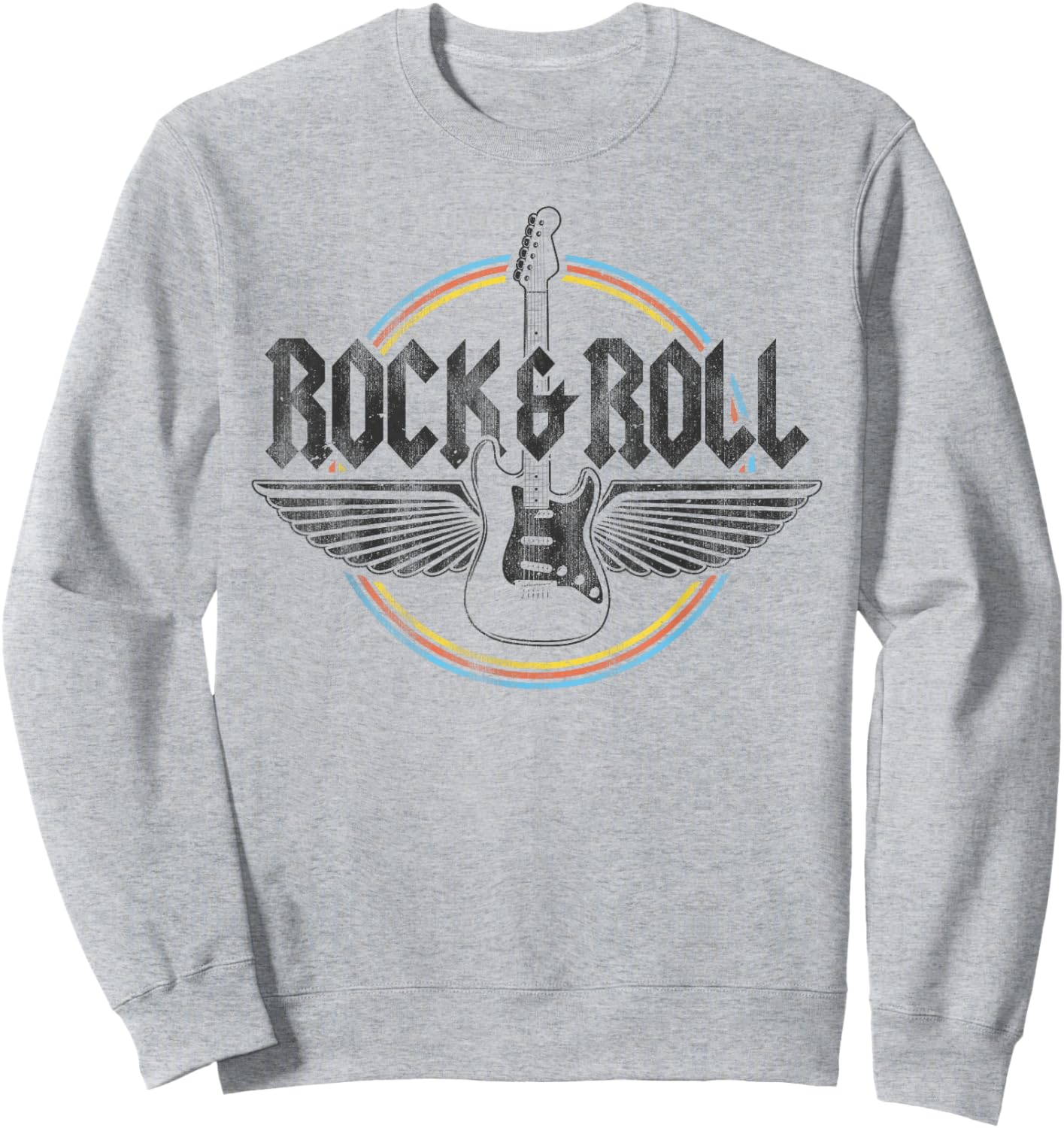Retro Vintage Rock & Roll Guitar Wings Music Concert Band Sweatshirt - Sweatshirt | Ash