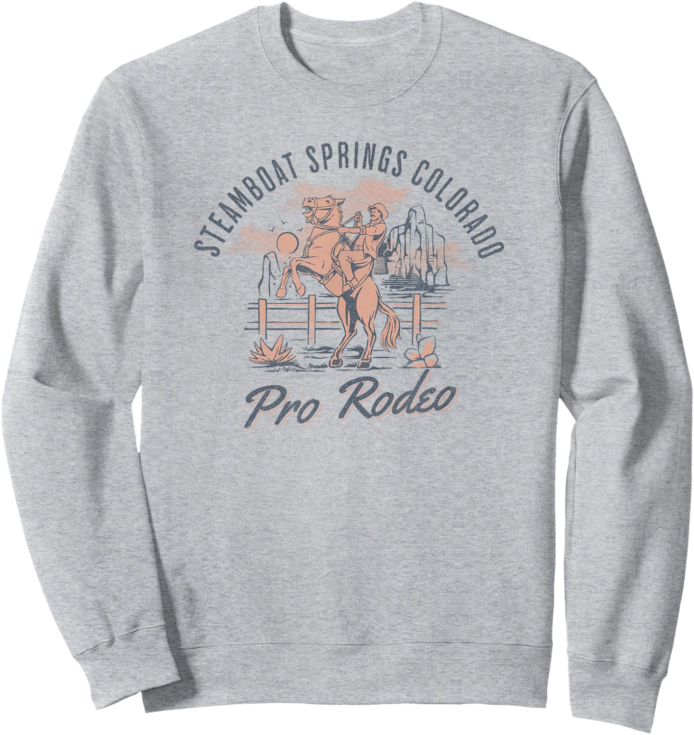 Steamboat Springs Pro Rodeo Days Colorado Cowboy and Horse Sweatshirt - Sweatshirt | Ash
