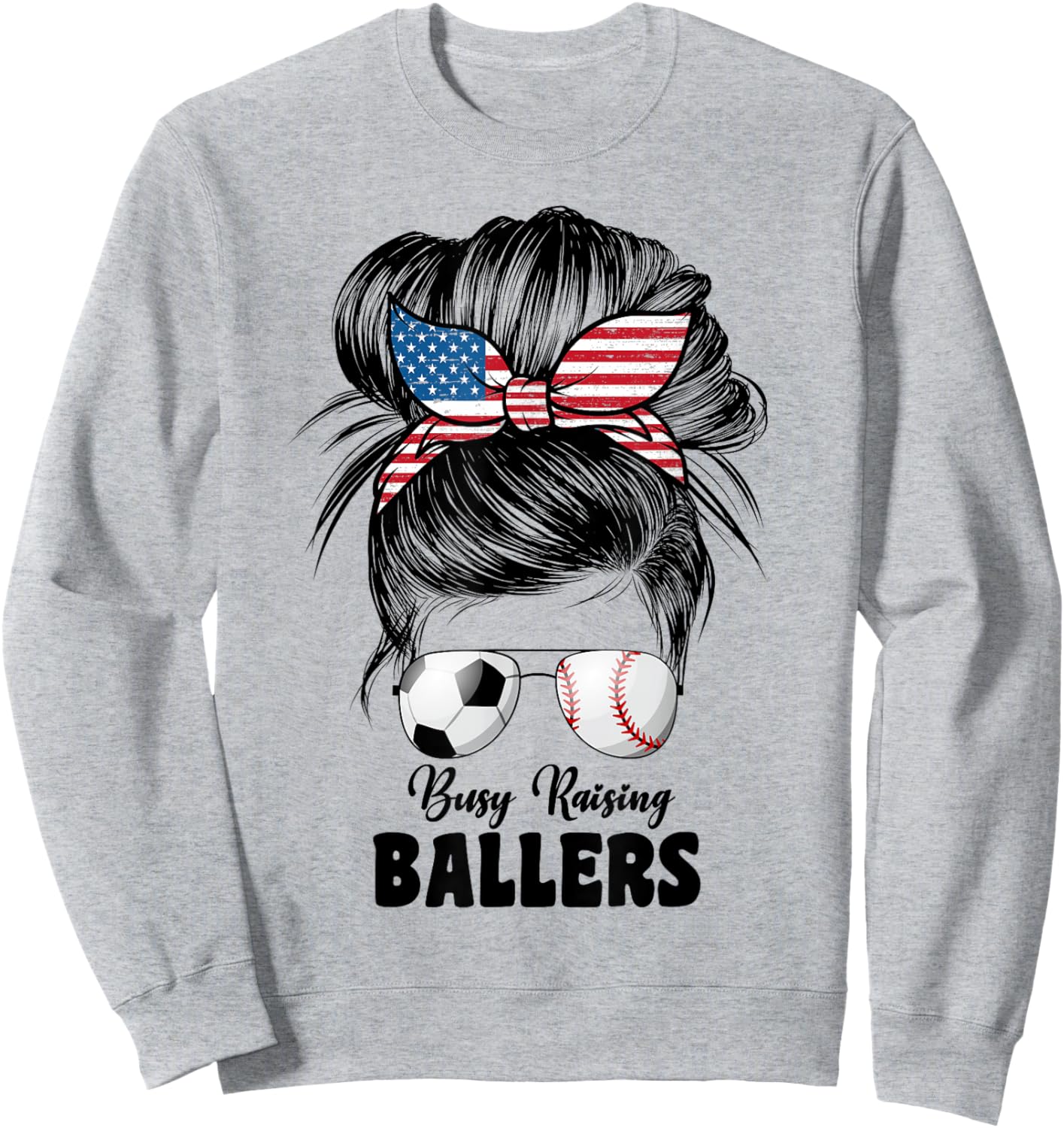 Busy Raising Ballers Soccer And Baseball Mama Mom Sweatshirt - Sweatshirt | Ash