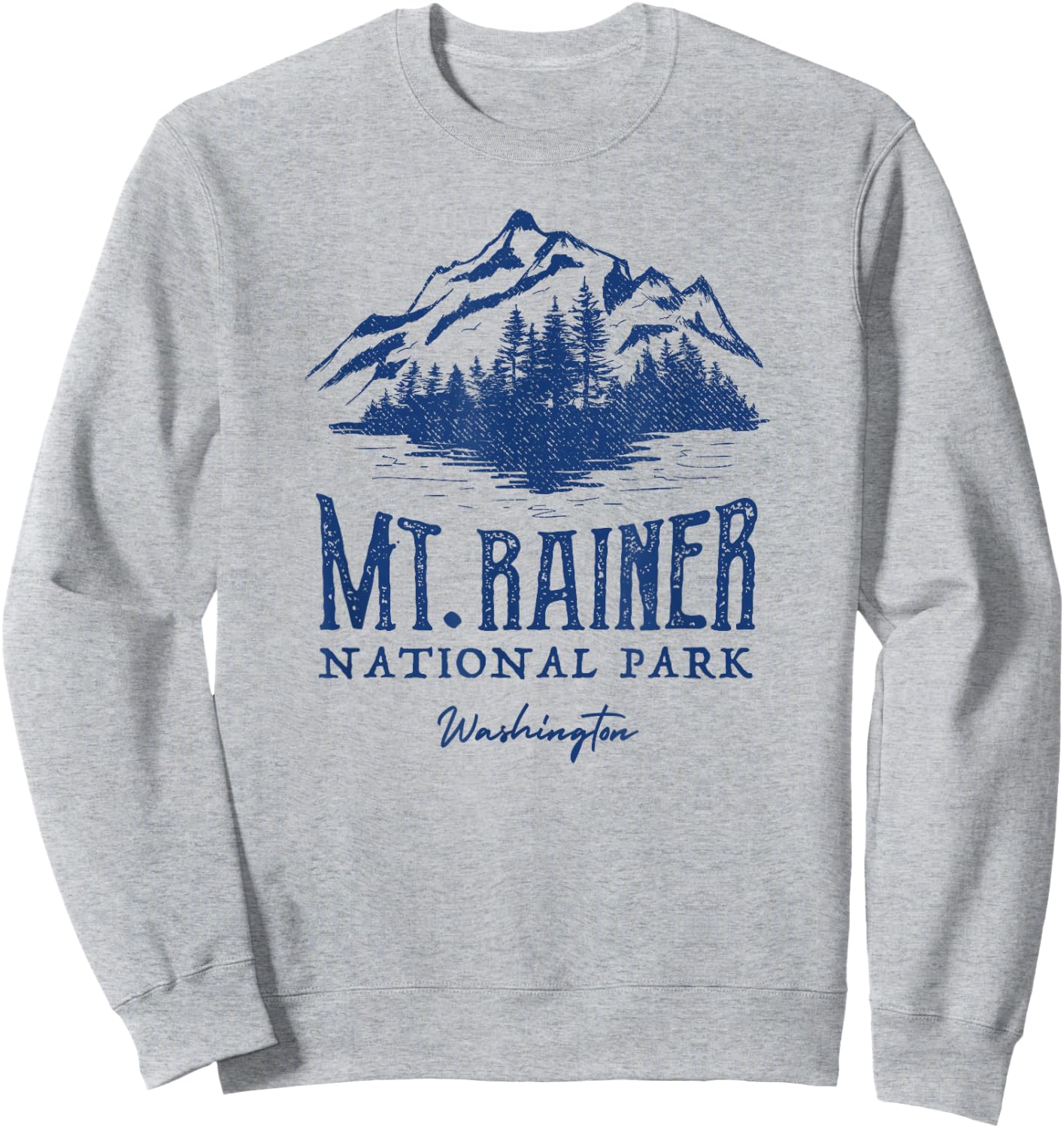 Mt. Rainier National Park Vintage Mountains Graphic Sweatshirt - Sweatshirt | Ash