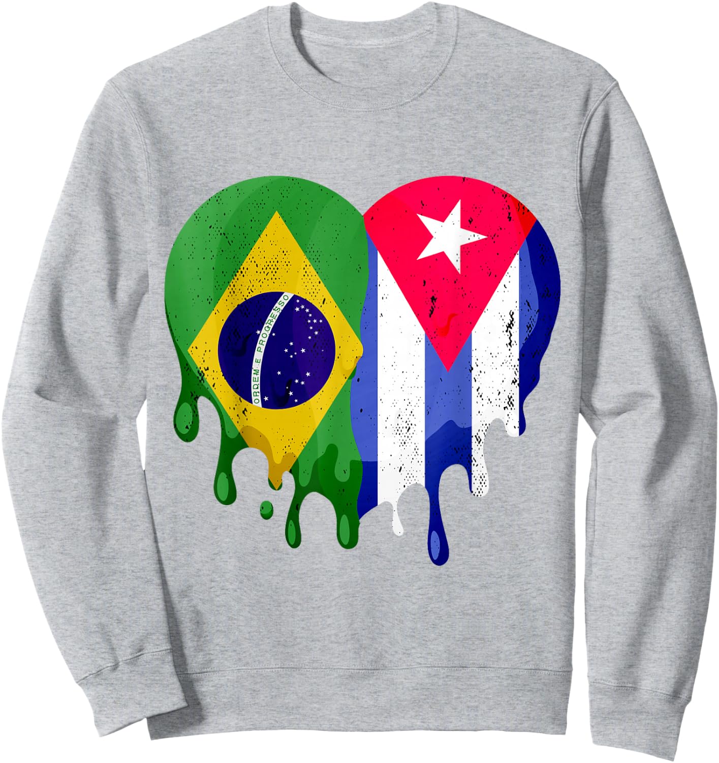 Brazil Cuba Flag Heart Citizen Grown Patriot Country Sweatshirt - Sweatshirt | Ash