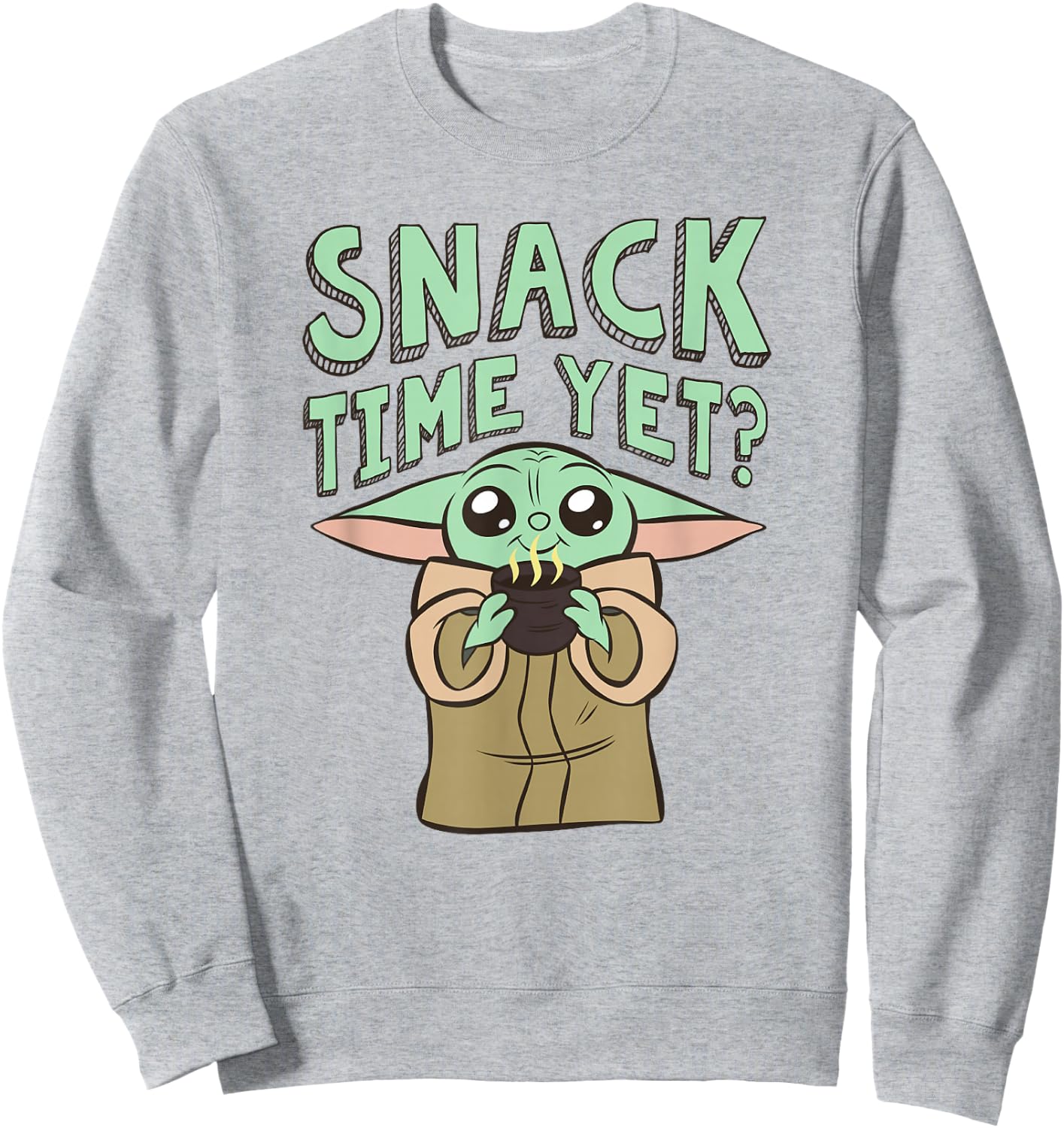 Star Wars: The Mandalorian Baby Yoda Snack Time Yet? Cute Sweatshirt - Sweatshirt | Ash