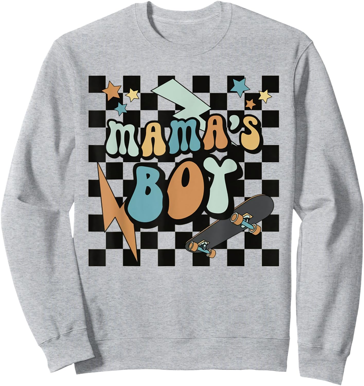 Groovy Mama's Boy Cute Retro Skater Toddler Kids Sweatshirt - Sweatshirt | Ash