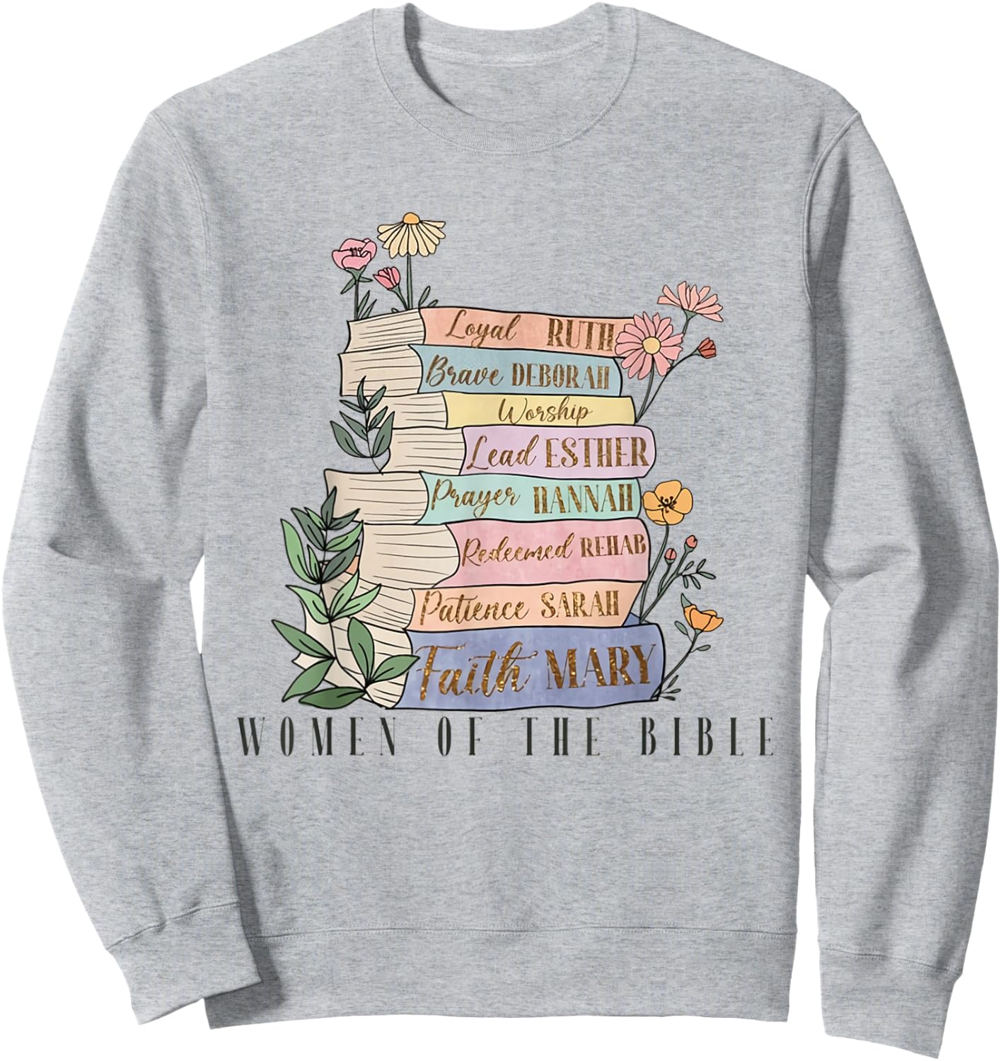 Retro Original Women of The Bible Books Christian Bookish Sweatshirt - Sweatshirt | Ash