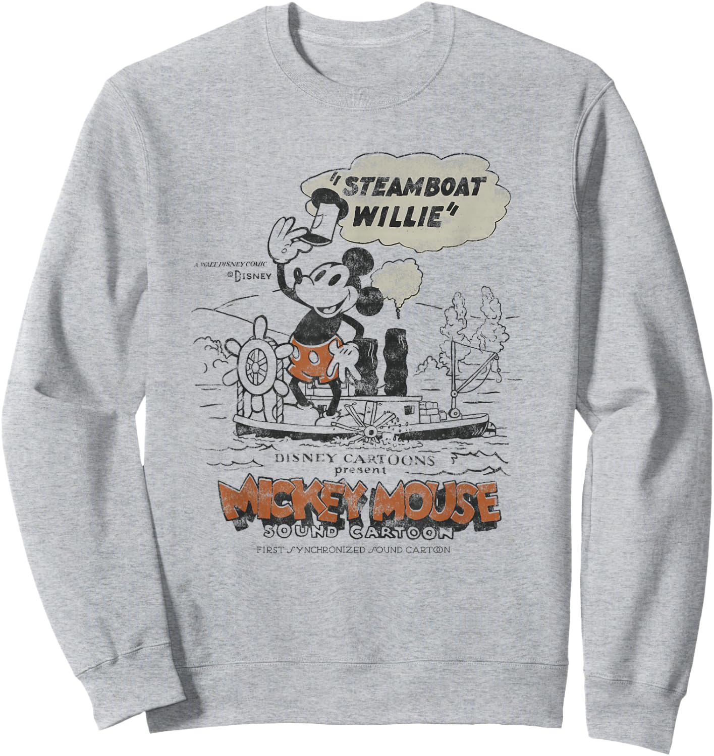 Disney 100 Mickey Mouse Steamboat Willie Sound Cartoon D100 Sweatshirt - Sweatshirt | Ash