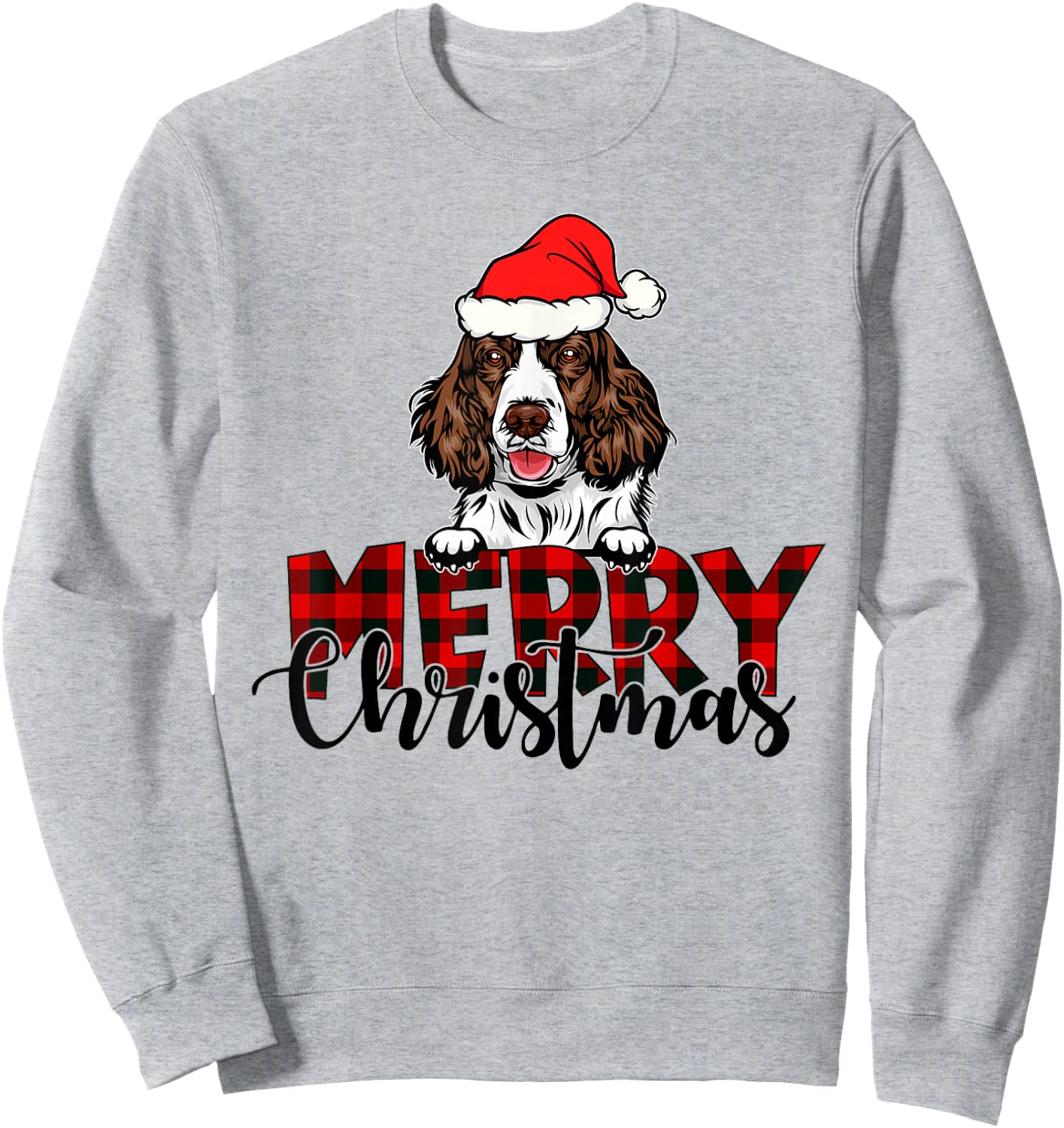 Merry Christmas English Springer Spaniel Dog Christmas Santa Sweatshirt - Sweatshirt | Ash
