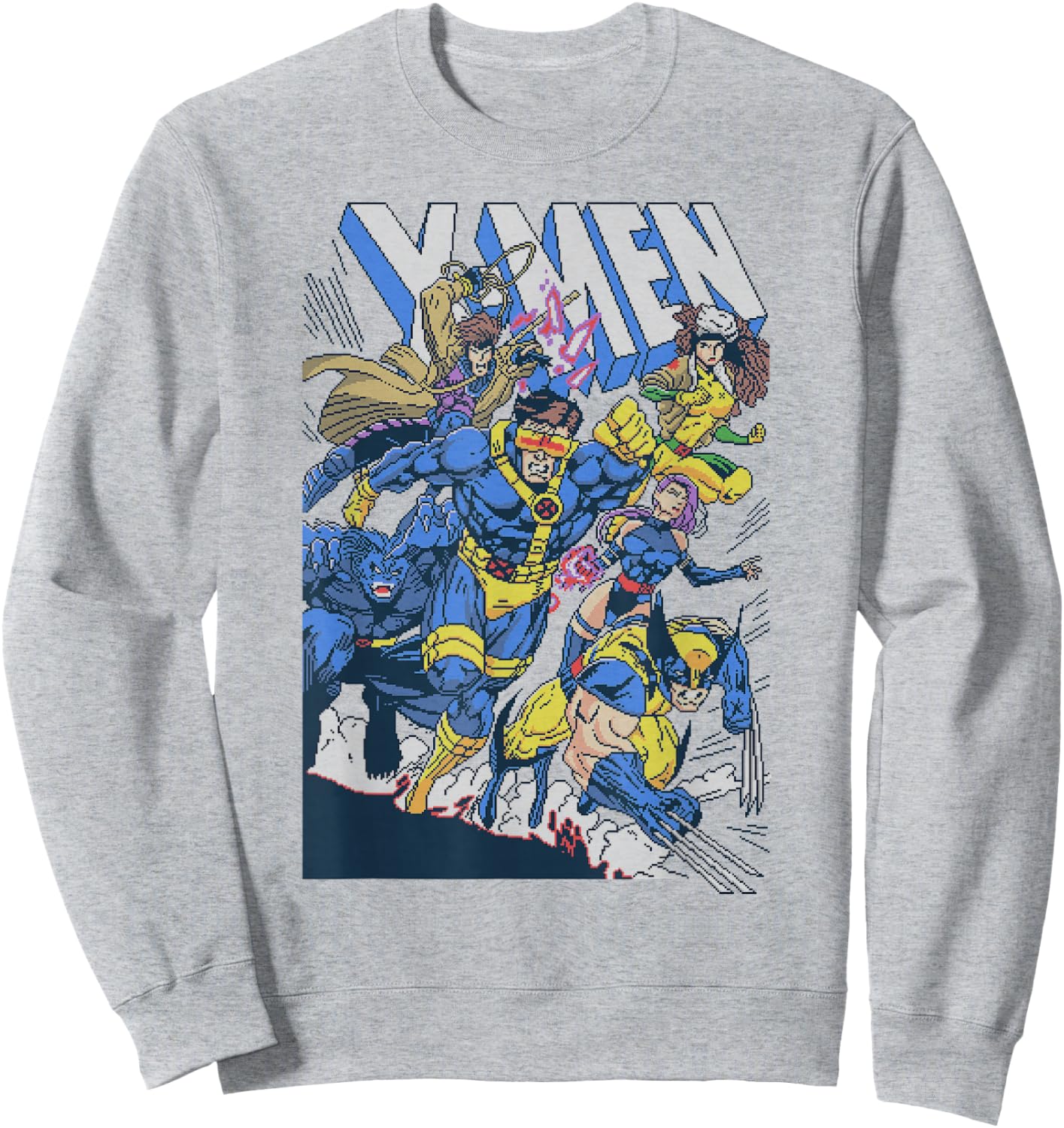 Marvel Comics Retro Classic X-Men Pixel Comic Cover Sweatshirt - Sweatshirt | Ash