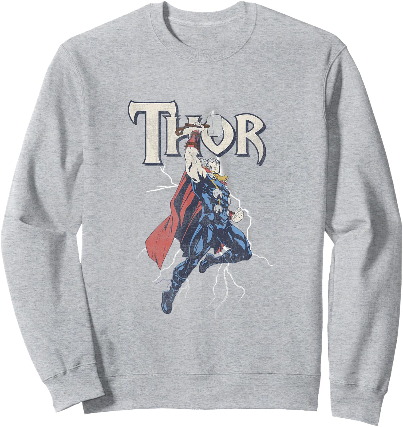 Marvel Comics Retro Classic Thor Flying Mighty Portrait Sweatshirt - Sweatshirt | Ash