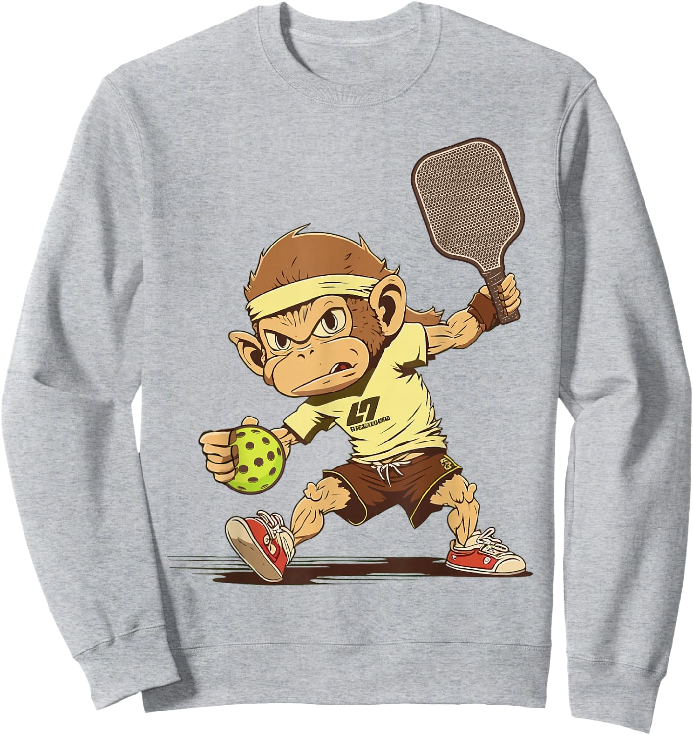 Funny Monkey Play Pickleball Sweatshirt - Sweatshirt | Ash