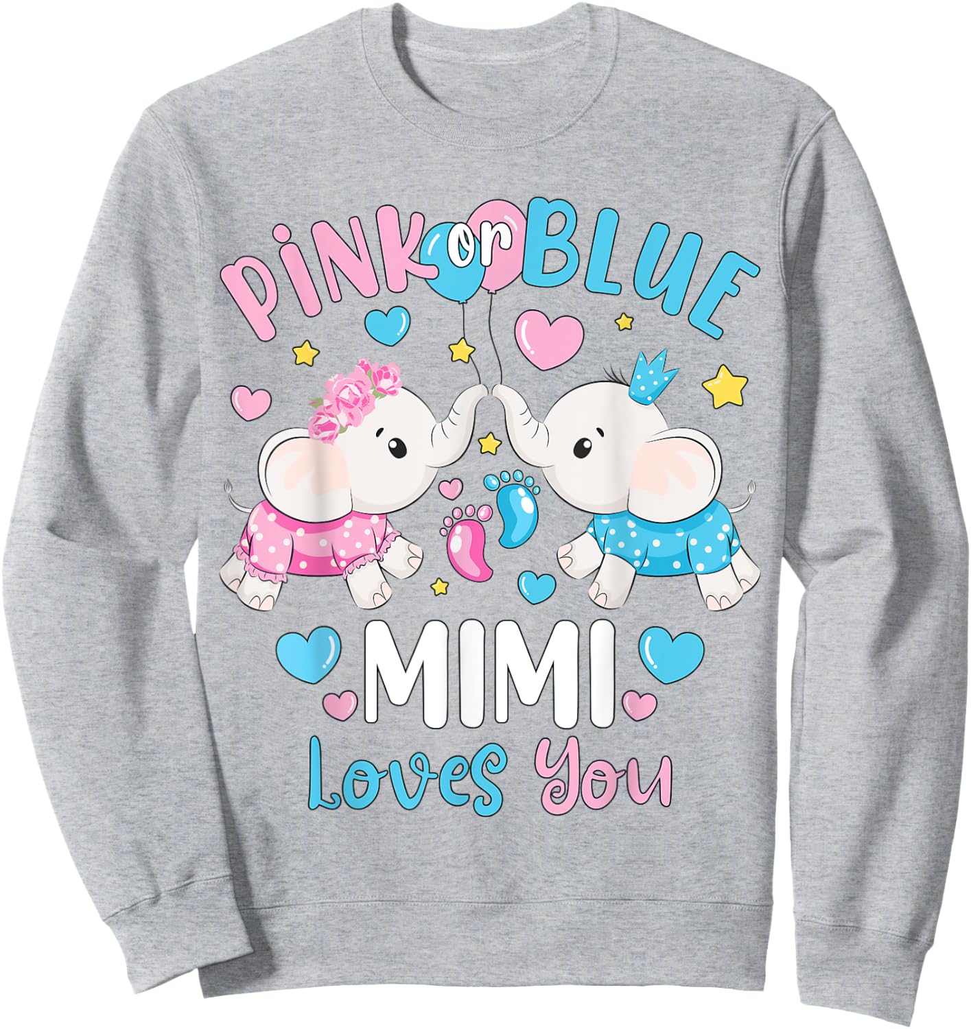 Pink or Blue Mimi Loves You Gender Reveal Elephant Sweatshirt - Sweatshirt | Ash