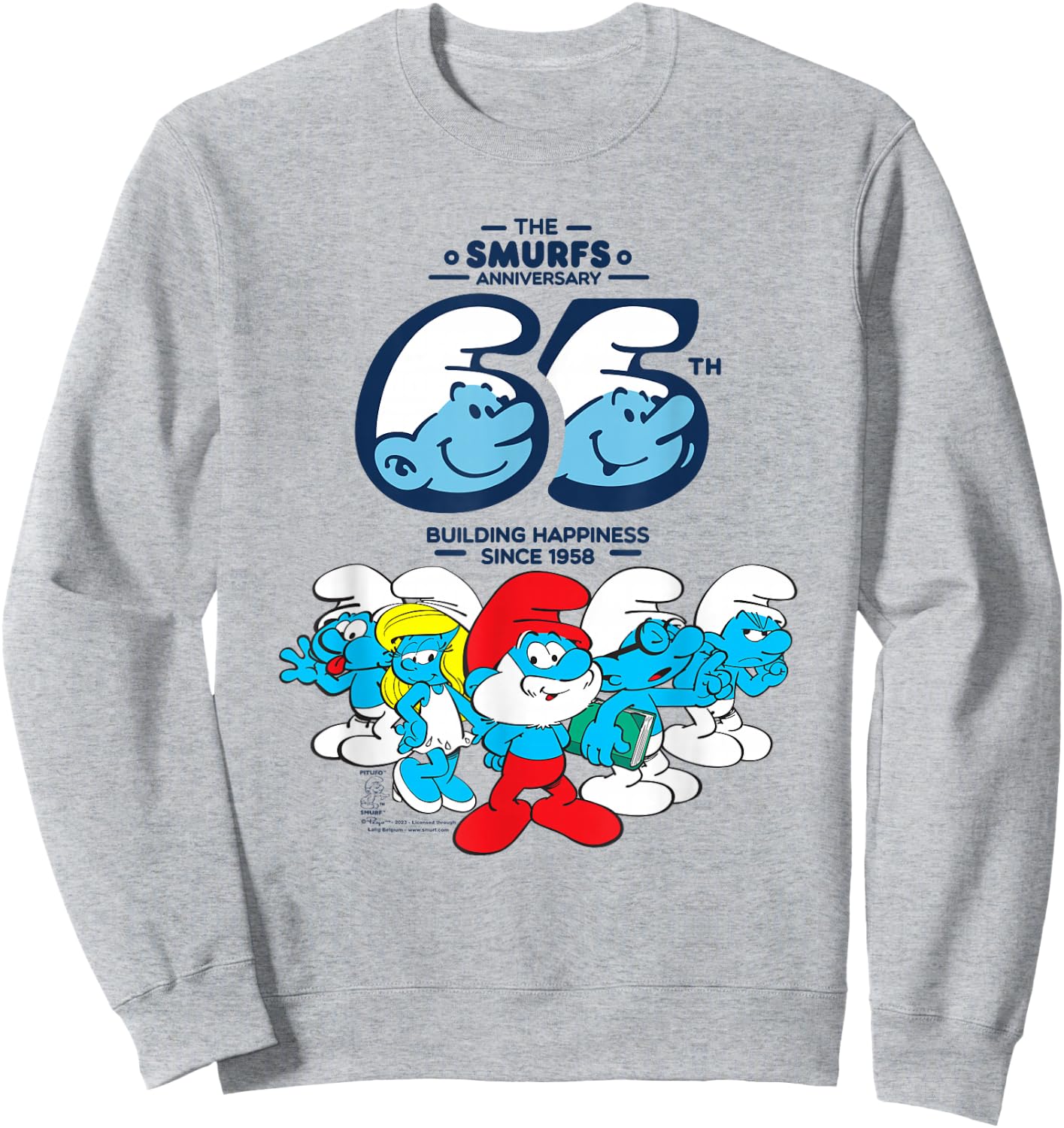 The Smurfs 65th Anniversary Group Sweatshirt - Sweatshirt | Ash
