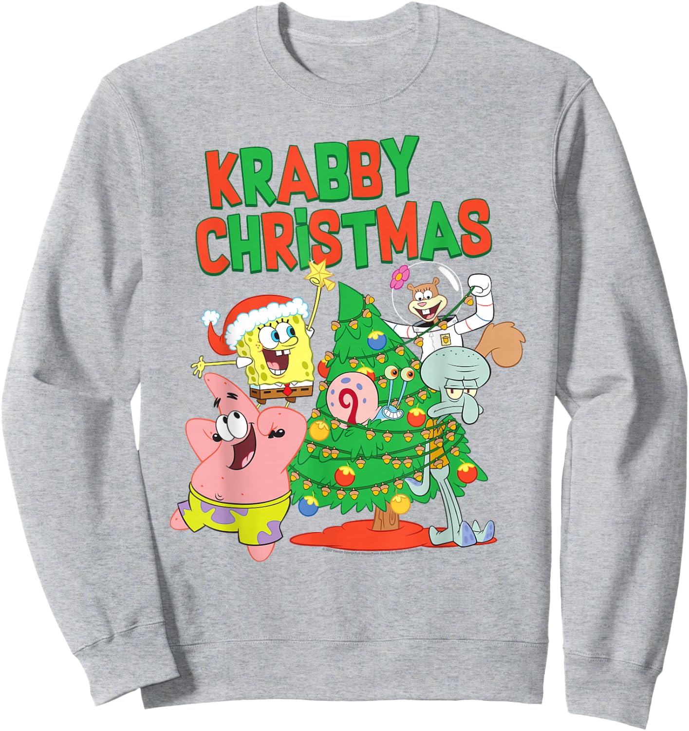 SpongeBob SquarePants Merry Christmas Tree Decorating Sweatshirt - Sweatshirt | Ash