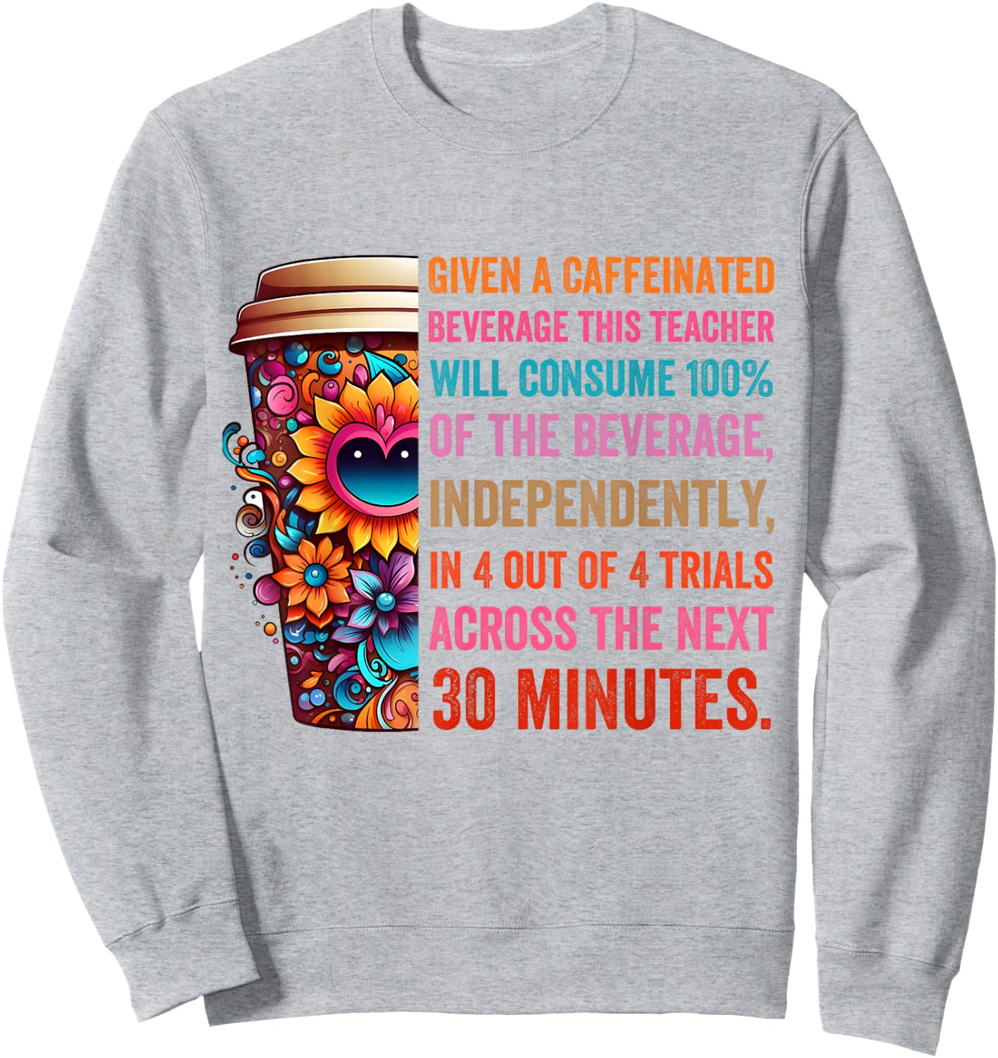 Given A Caffeinated Beverage This Teacher Will Consume Sweatshirt - Sweatshirt | Ash