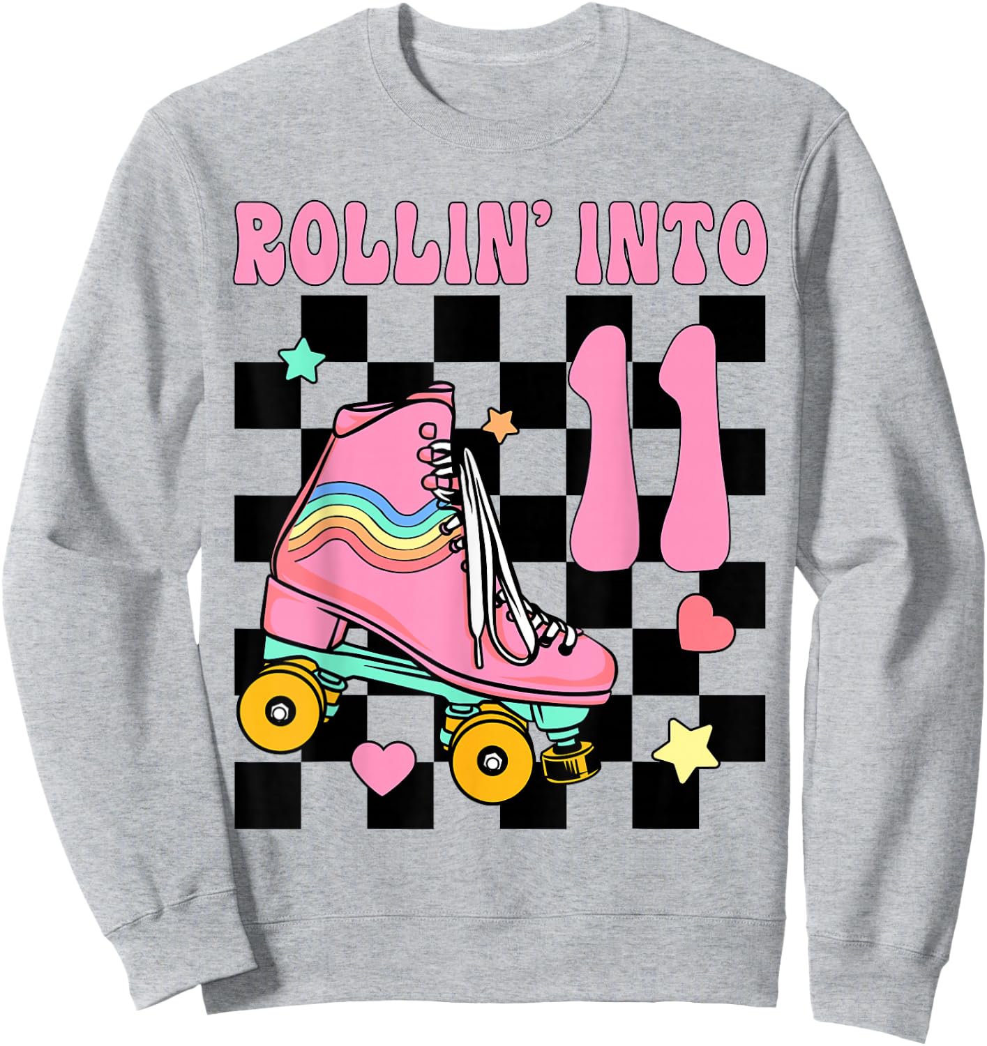 Rolling Into 11 Years Old Roller Skating Girl 11th Birthday Sweatshirt - Sweatshirt | Ash