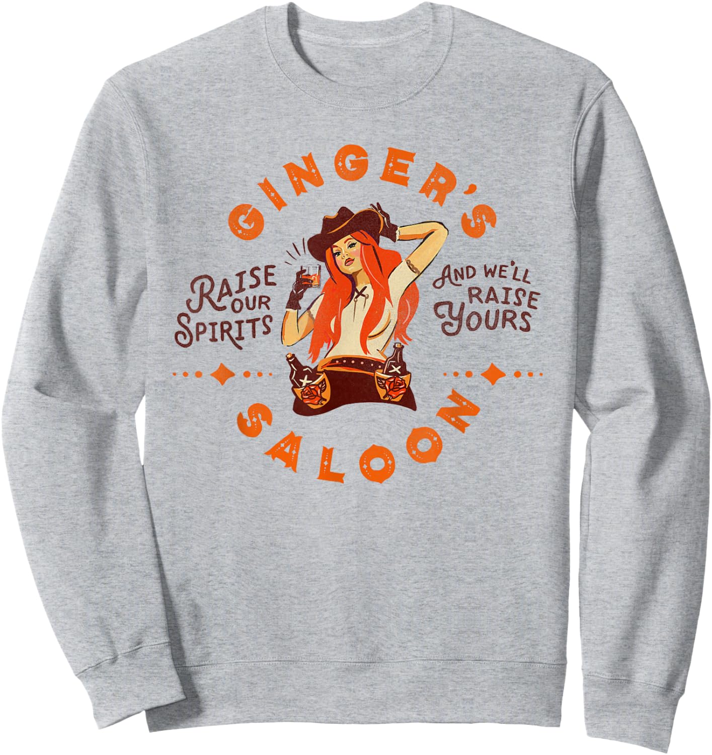 Gingers Saloon Vintage Whiskey Redhead Dive Bar Artist Gift Sweatshirt - Sweatshirt | Ash
