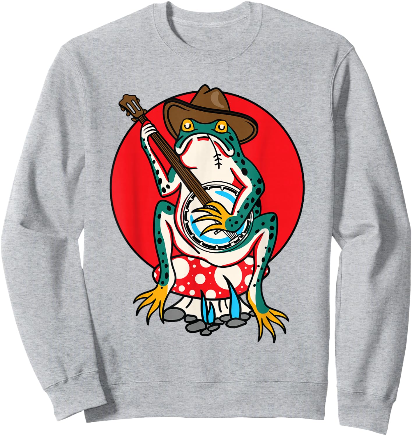 American Traditional Old School Tattoo Flash Frog Banjo Sweatshirt - Sweatshirt | Ash