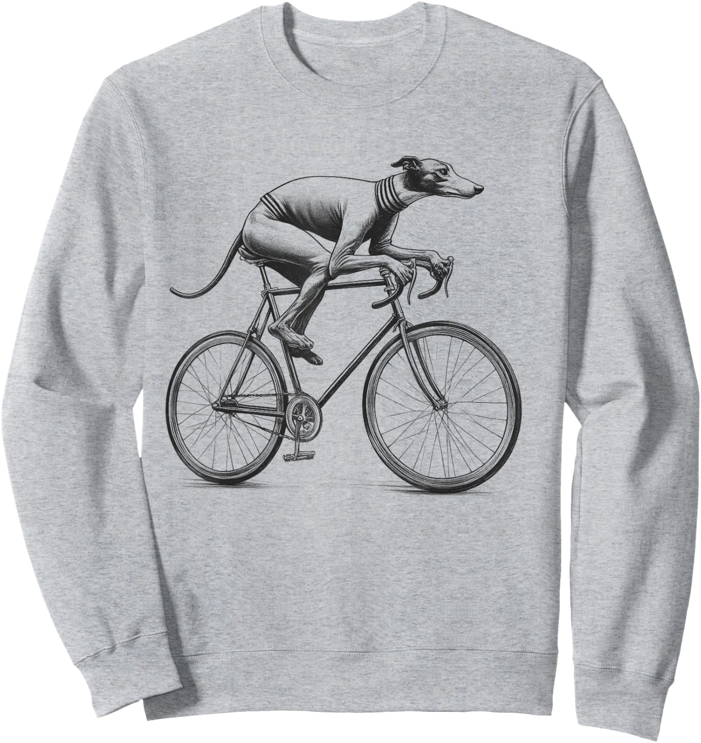 Italian Greyhound Dog Riding a Bike Bicycle Biker Cycling Sweatshirt - Sweatshirt | Ash