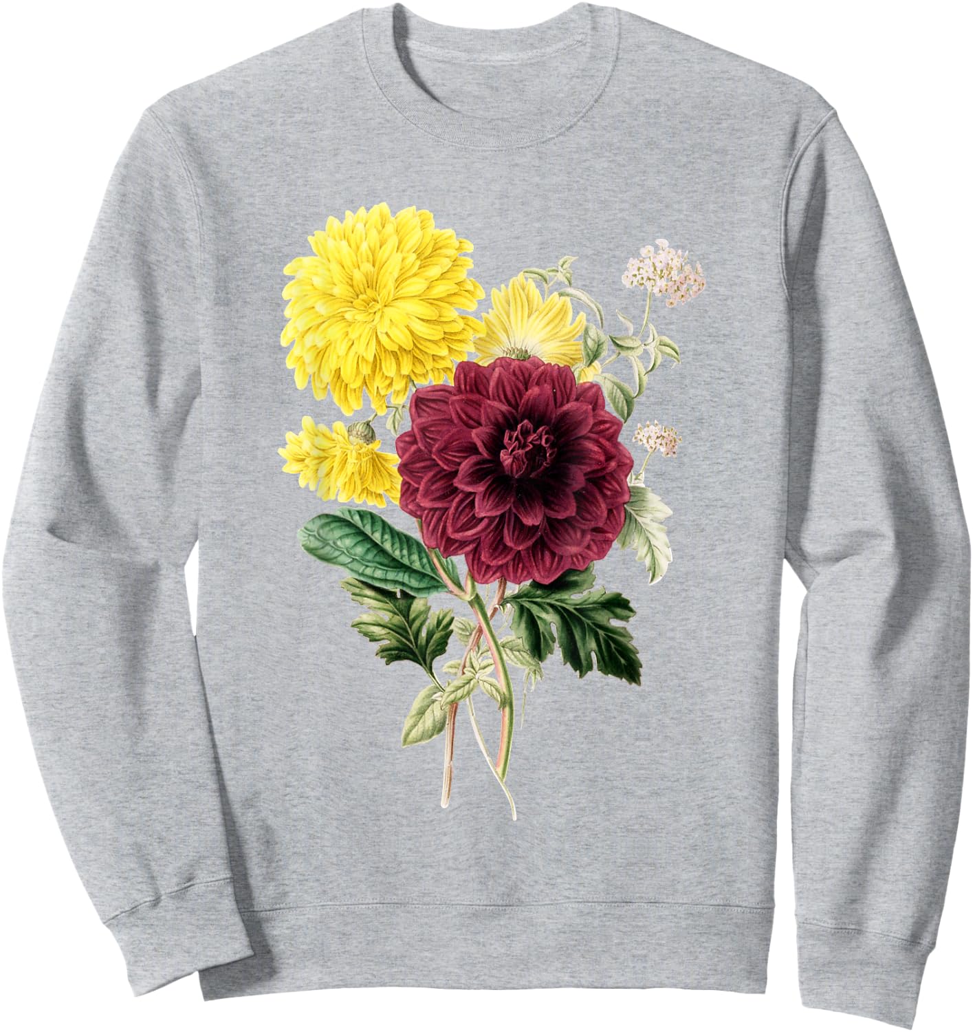 Dahlia Botanical Plant Bee Flower Annual Garden Sweatshirt - Sweatshirt | Ash