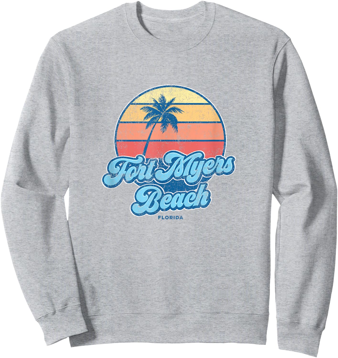 Vintage Fort Myers Beach Florida FL Classic 70s Retro Surfer Sweatshirt - Sweatshirt | Ash