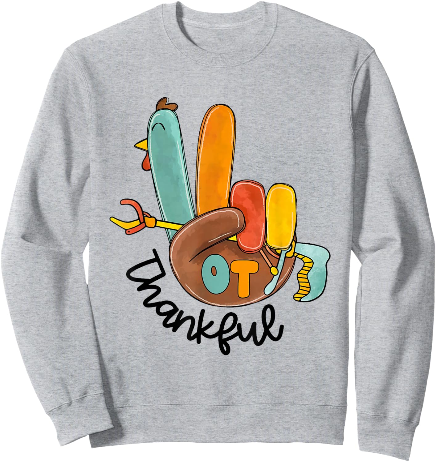 Vintage OT Thanksful Occupational Therapy Thanksgiving Fall Sweatshirt - Sweatshirt | Ash