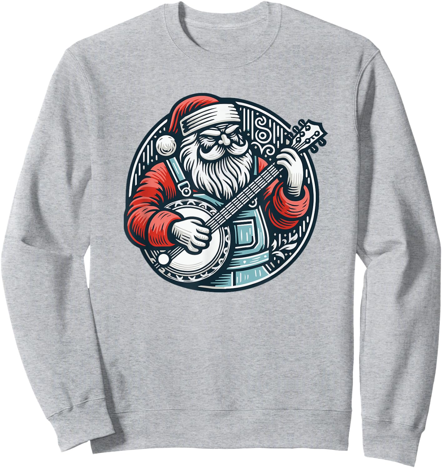Banjo Santa Bluegrass County Santa Claus With Overalls Sweatshirt - Sweatshirt | Ash