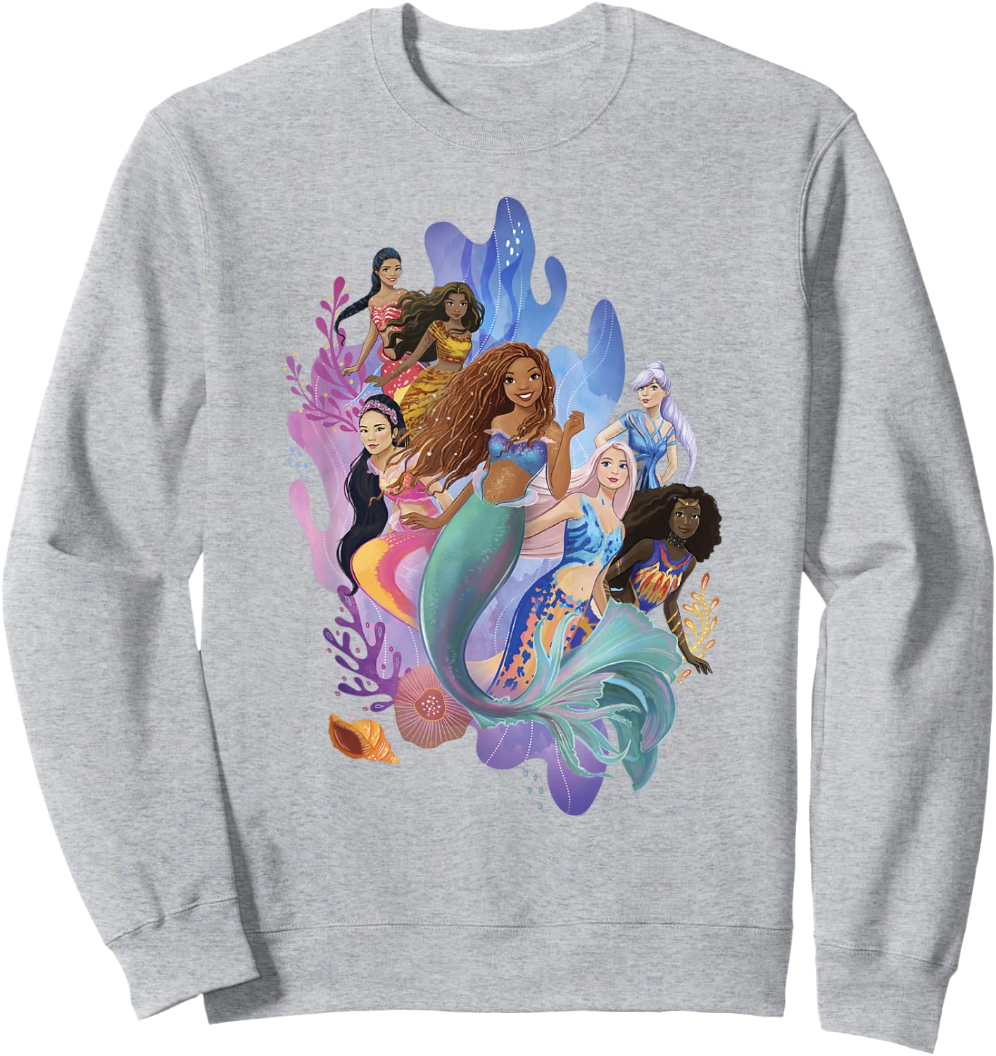 Disney The Little Mermaid Ariel & Sisters Group Shot Sweatshirt - Sweatshirt | Ash
