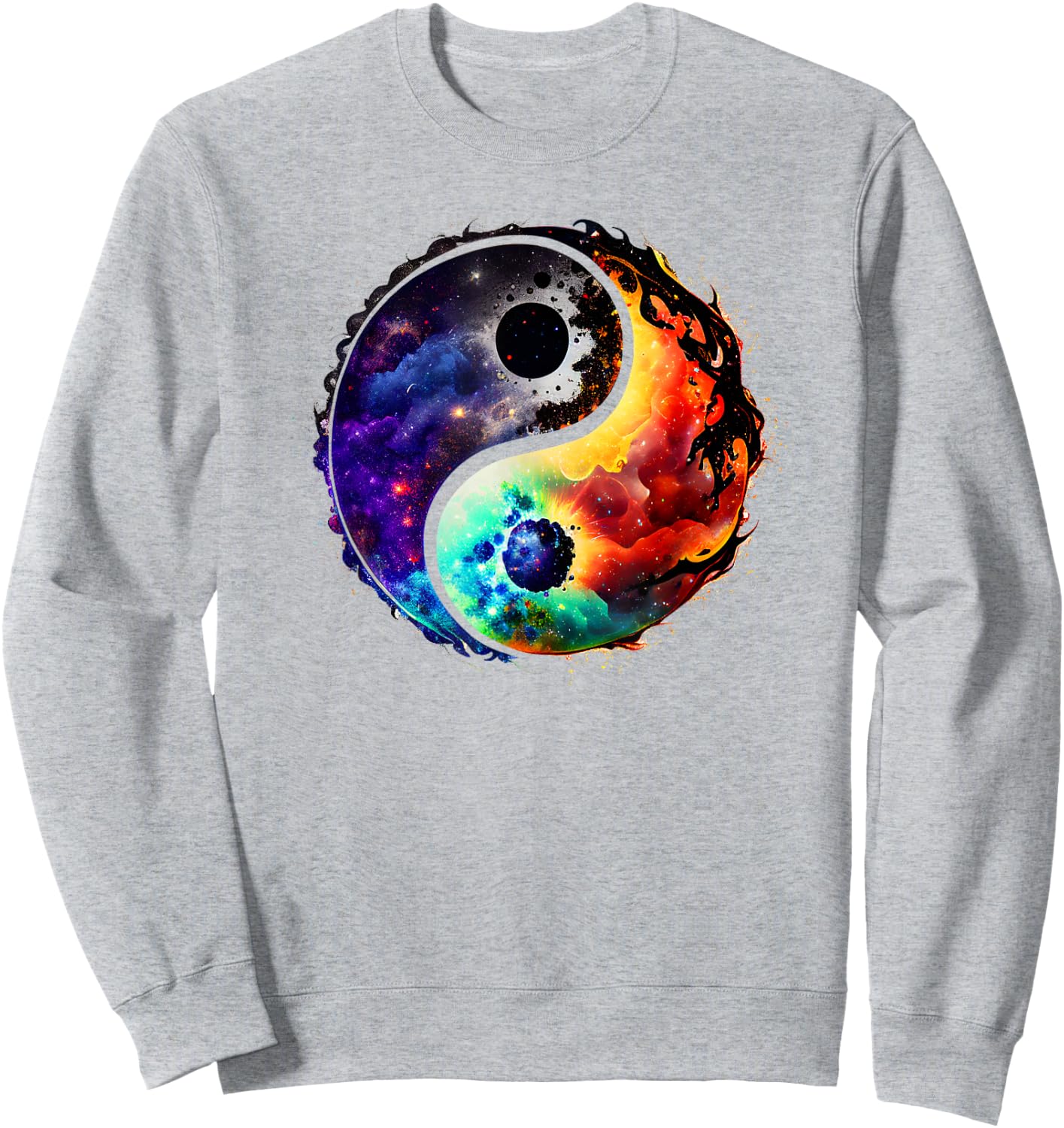 Yin Yang Feng Shui Ying Yang Zen Taijitu Colorful Galaxy Sweatshirt - Sweatshirt | Ash