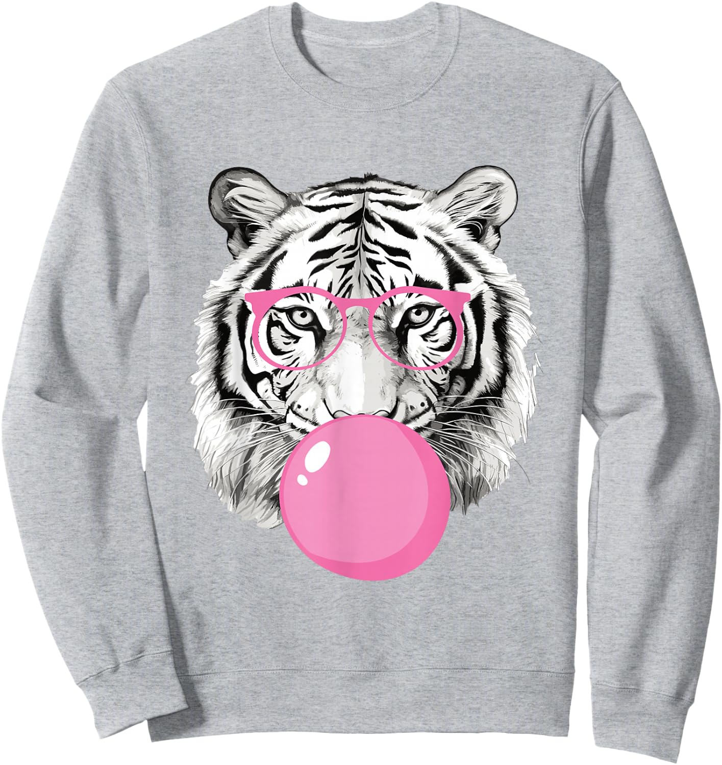 Cool Big King Tiger Bubble Gum Glasses For Mama Women Lover Sweatshirt - Sweatshirt | Ash