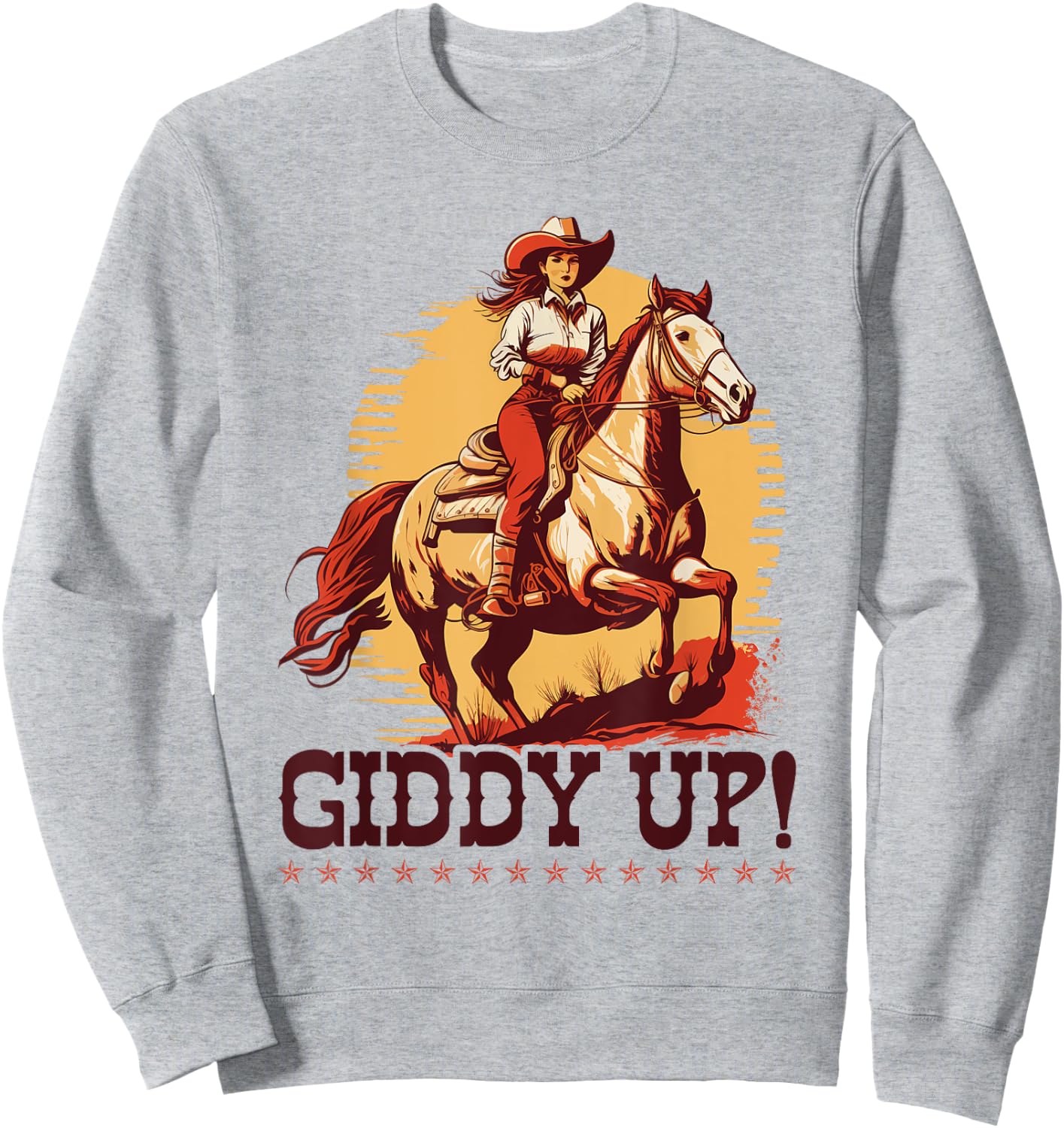 Country Giddy Up, Bronc Horse Riding Giddy Up Cowgirl Sweatshirt - Sweatshirt | Ash