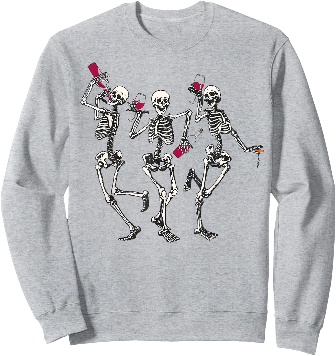 Dancing Skeletons funny Halloween easy costume drinking wine Sweatshirt - Sweatshirt | Ash