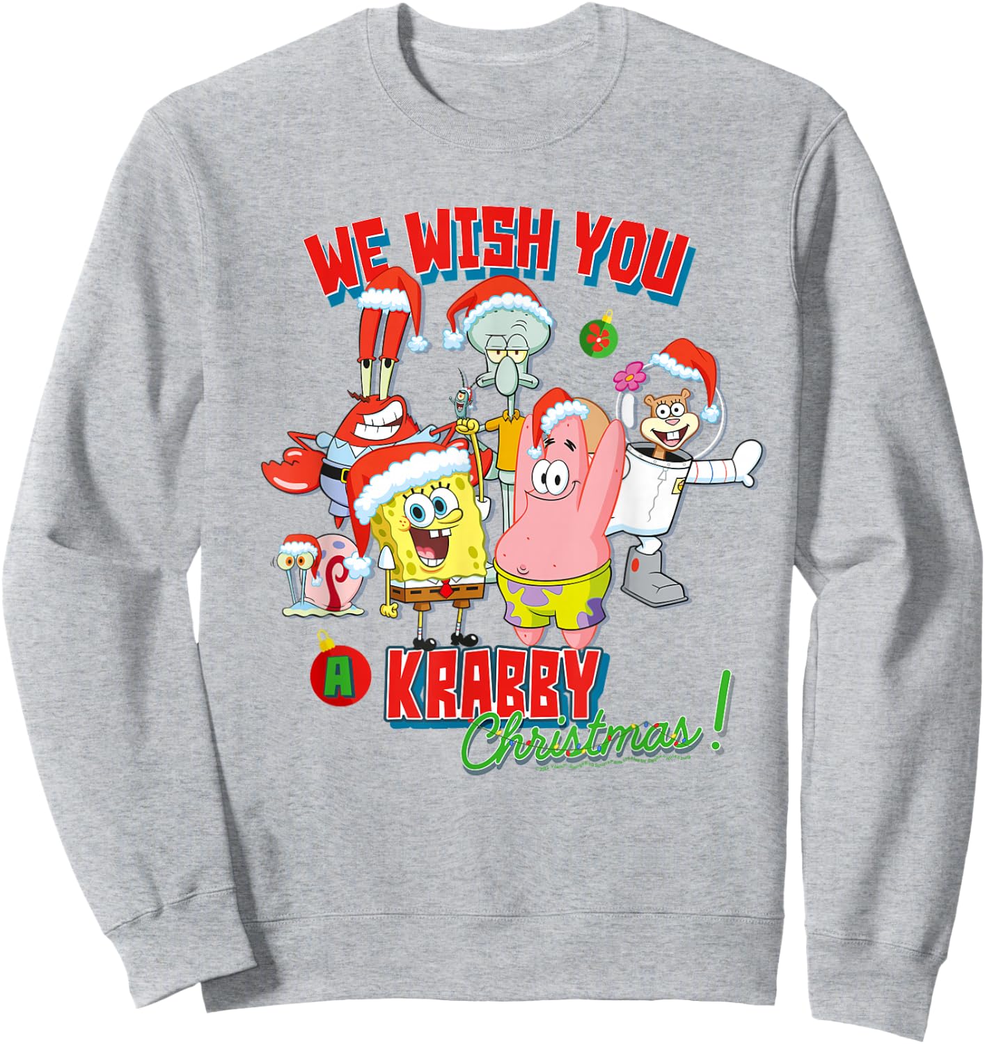 SpongeBob SquarePants We Wish You A Krabby Christmas! Sweatshirt - Sweatshirt | Ash