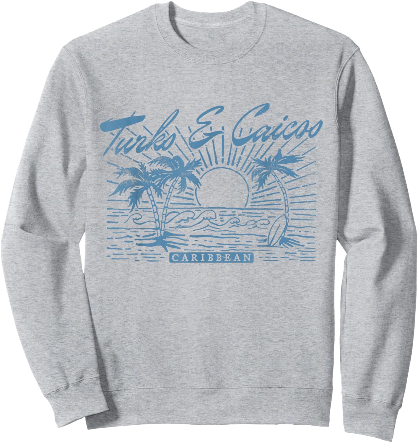 Turks and Caicos Caribbean Vintage Style Distressed Beach Sweatshirt - Sweatshirt | Ash