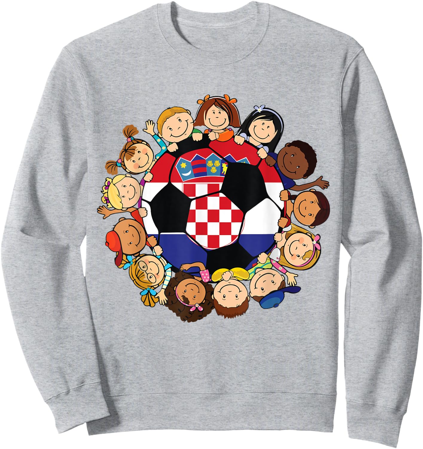 Croatia Soccer Ball Kids Toddler Girls Around Croatian Flag Sweatshirt - Sweatshirt | Ash