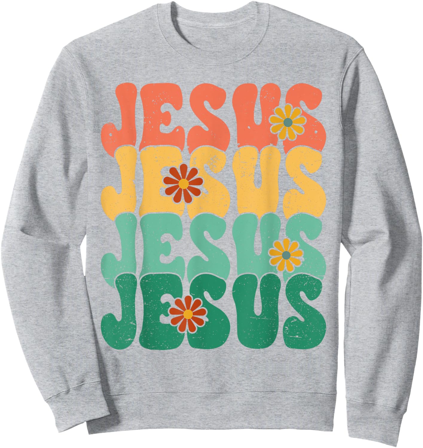 Christian Retro Jesus Religious Faith God 70s Sweatshirt - Sweatshirt | Ash