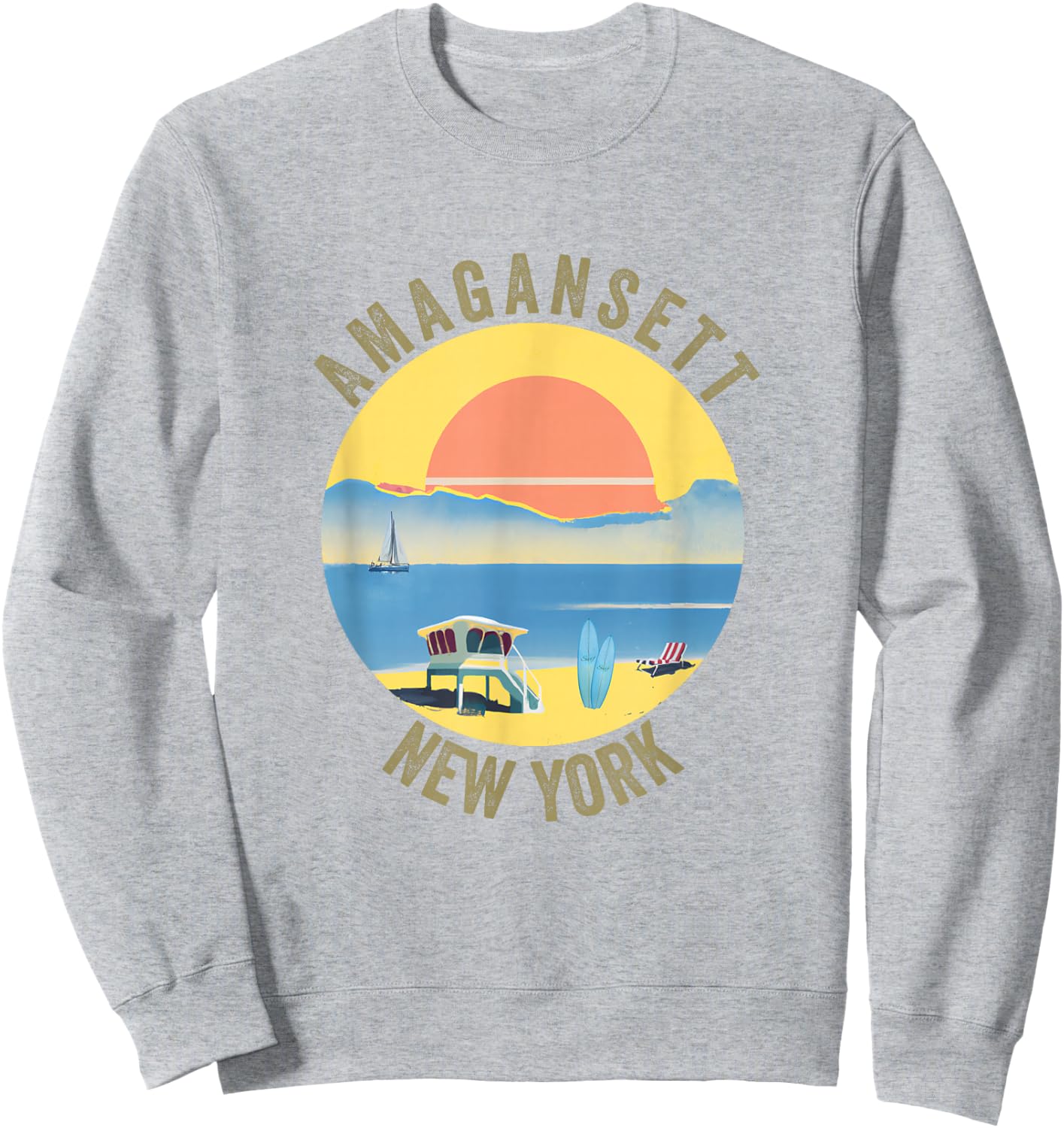 Amagansett Souvenir Apparel - Retro Vintage Amagansett Sweatshirt - Sweatshirt | Ash