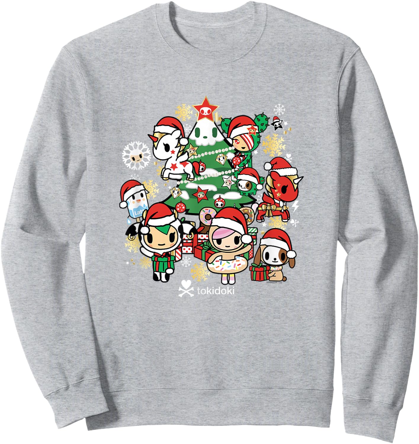 Tokidoki Christmas Tree Decoration Festive Group Shot Sweatshirt - Sweatshirt | Ash