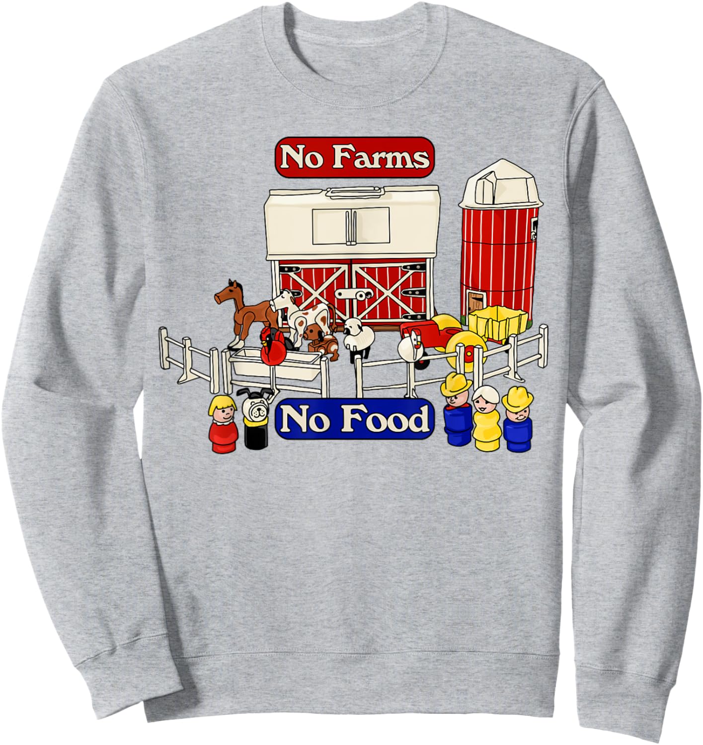 Little People Family Farm - No Farms No Food Sweatshirt - Sweatshirt | Ash