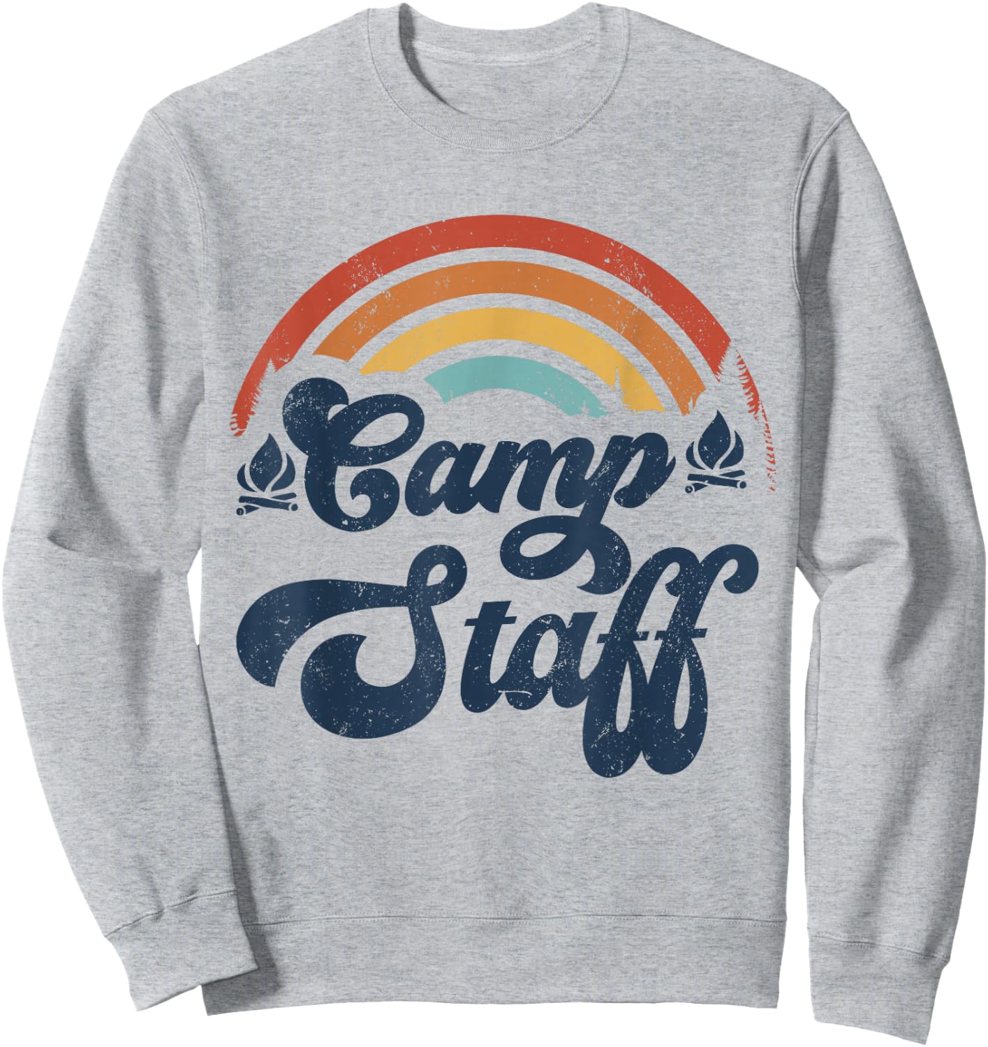 Summer Camp Counselor Staff Groovy Rainbow Camp Counselor Sweatshirt - Sweatshirt | Ash