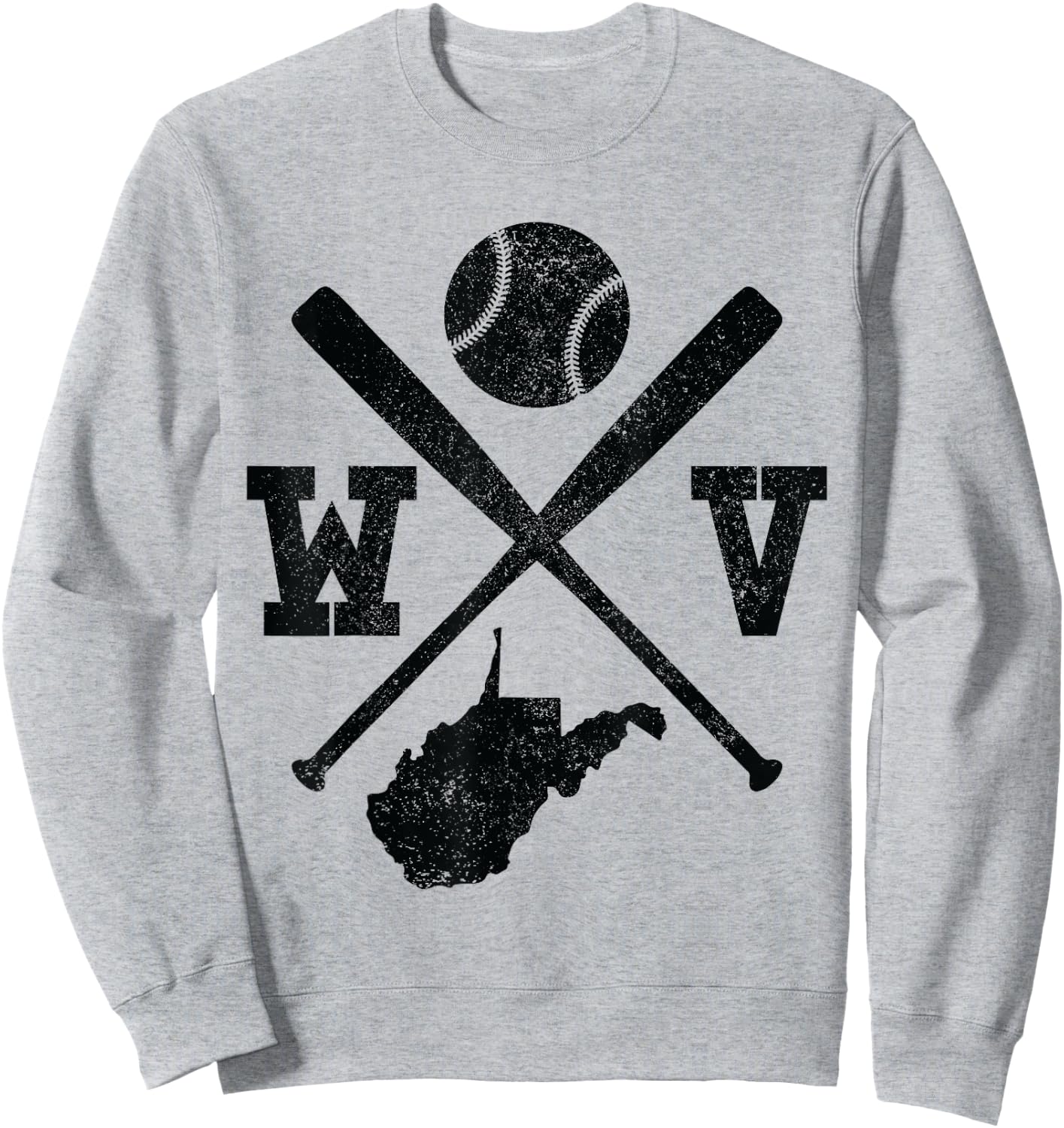WV USA State - Baseball Player West Virginia Sweatshirt - Sweatshirt | Ash