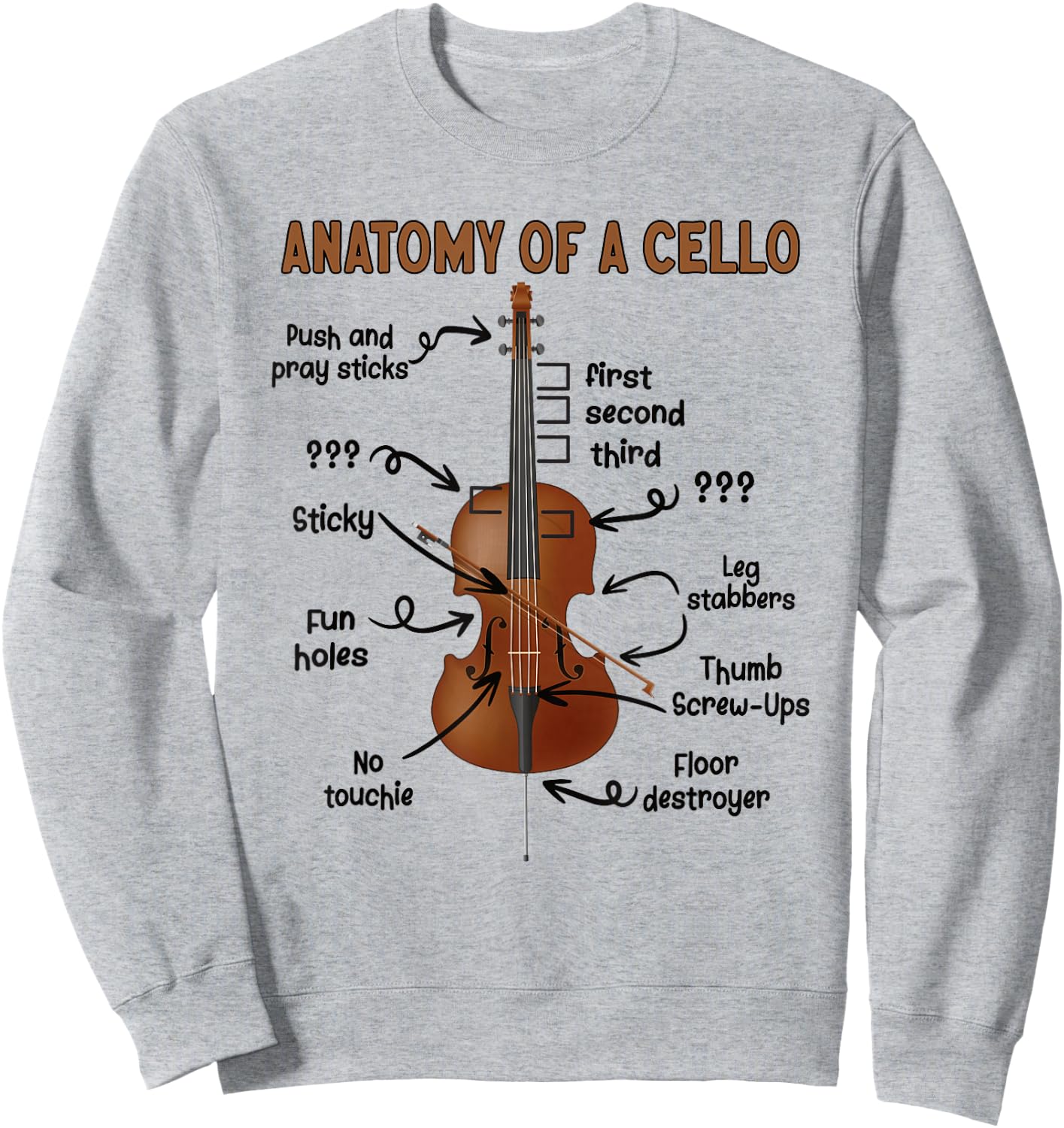 Anatomy Of A Cello Cellist Cello Lover Cello Player Sweatshirt - Sweatshirt | Ash