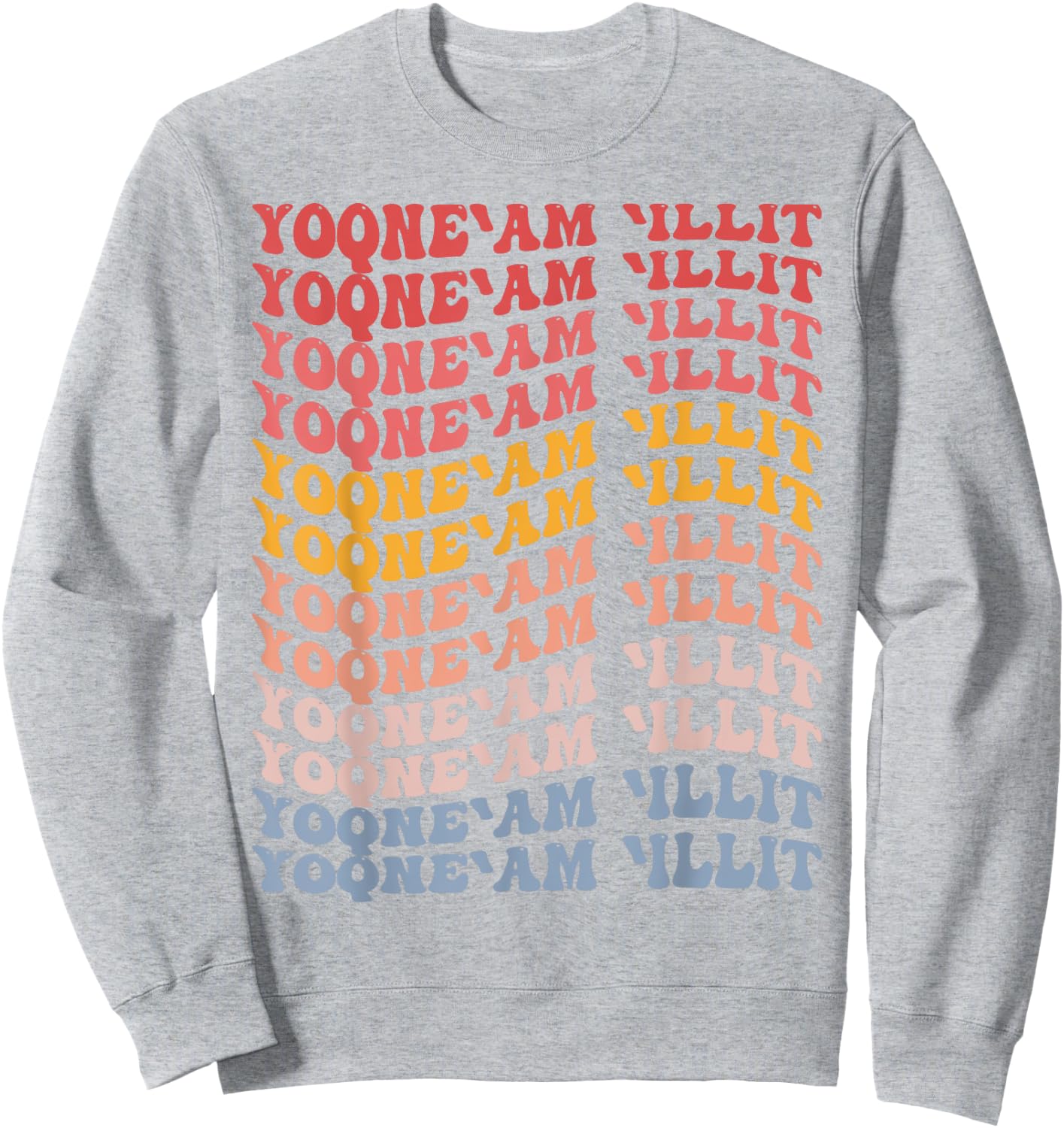 Yoqneam Illit City Groovy Retro Sweatshirt - Sweatshirt | Ash