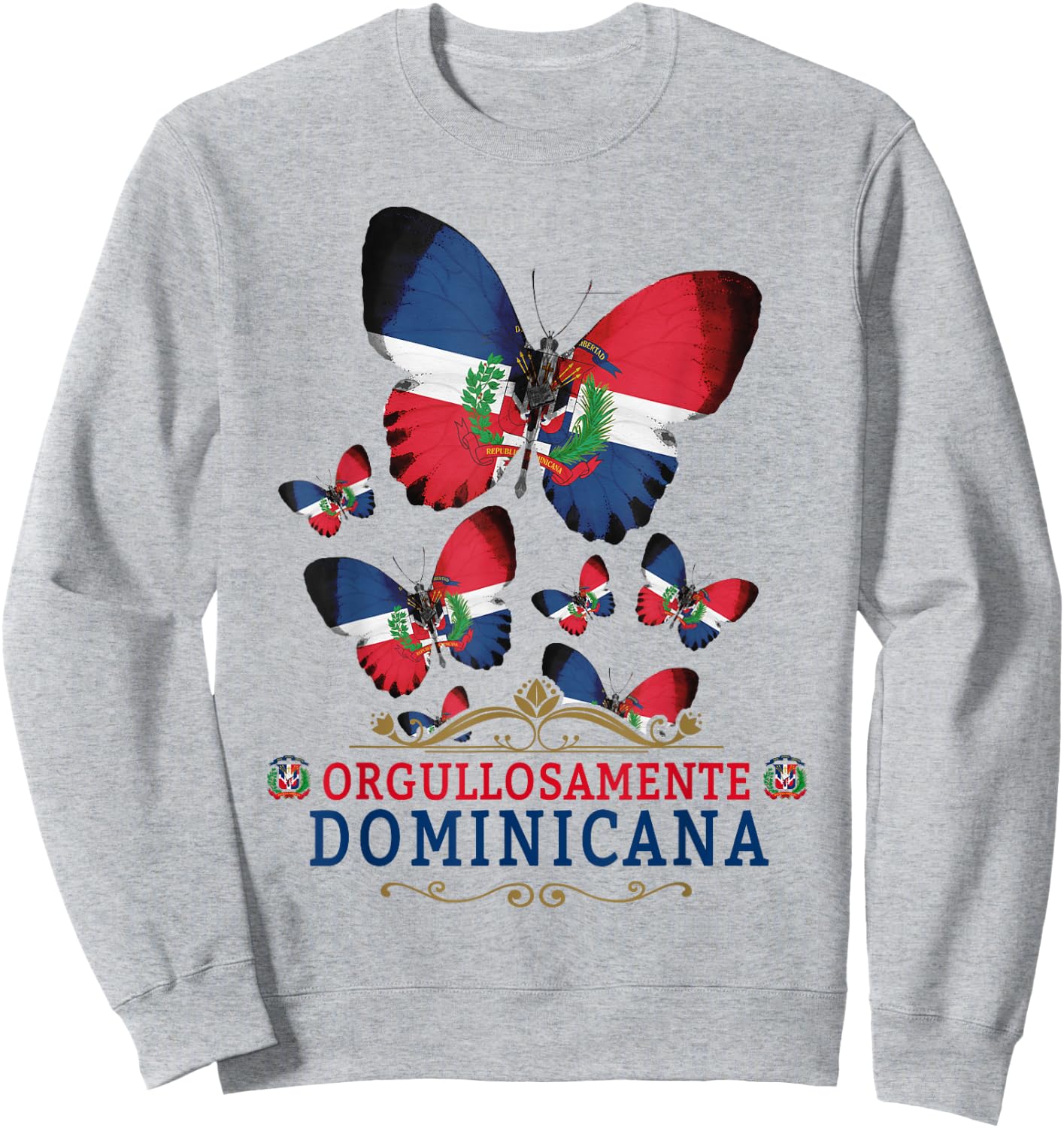 Republica Dominicana Butterfly & Dominican Flag Sweatshirt - Sweatshirt | Ash