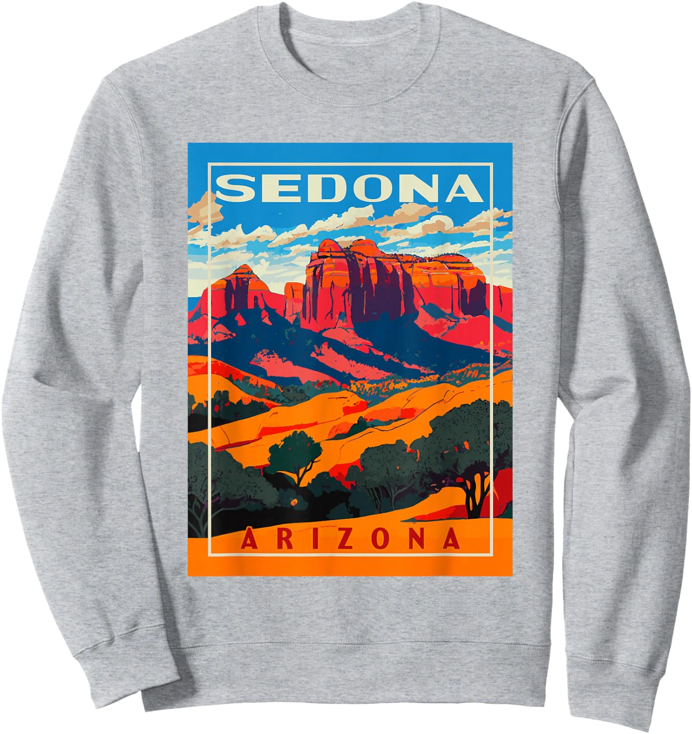 Sedona Arizona Vintage WPA National Park Poster Style Retro Sweatshirt - Sweatshirt | Ash