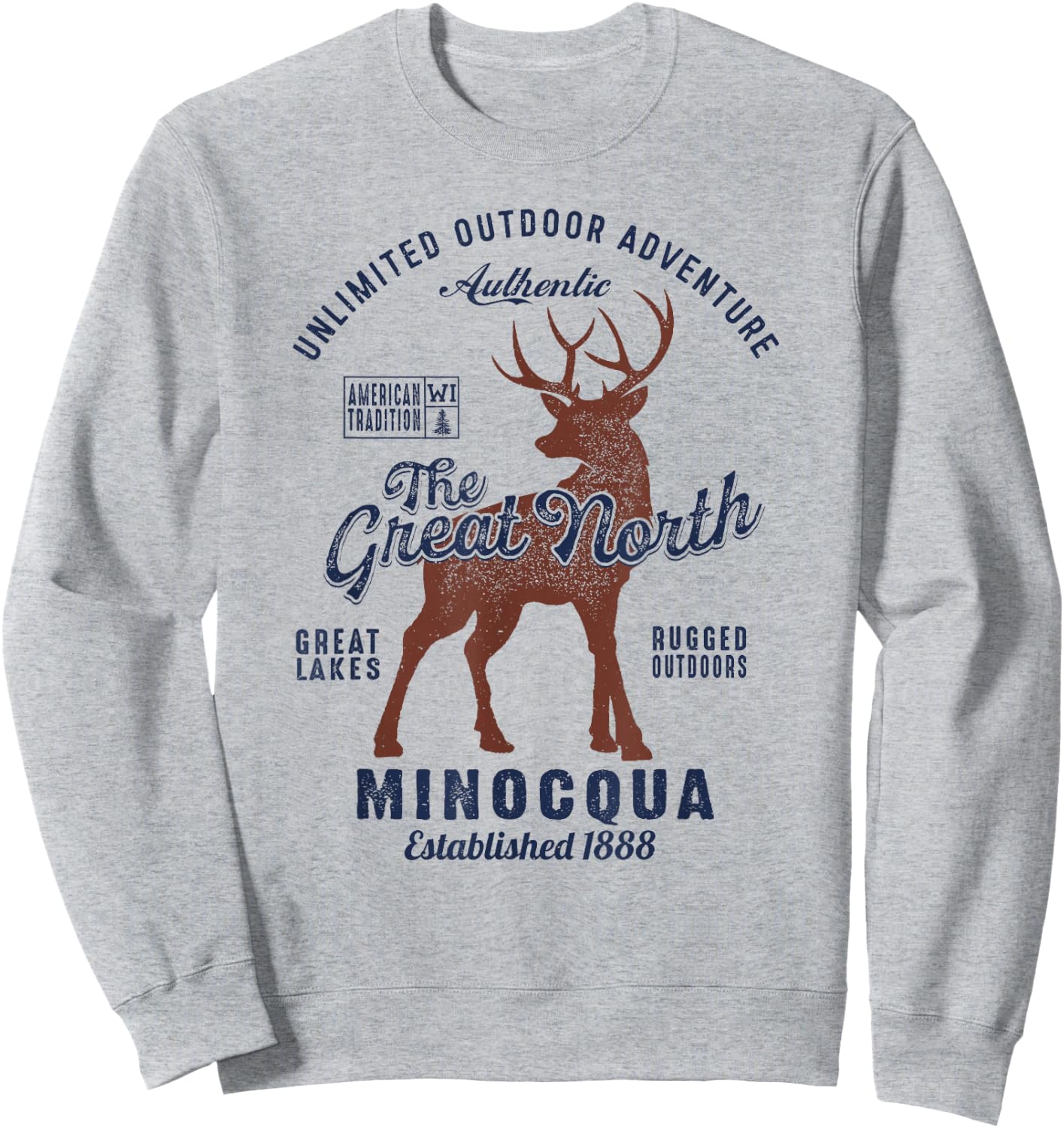 Minocqua Bulk - The Great North WI Minocqua Sweatshirt - Sweatshirt | Ash